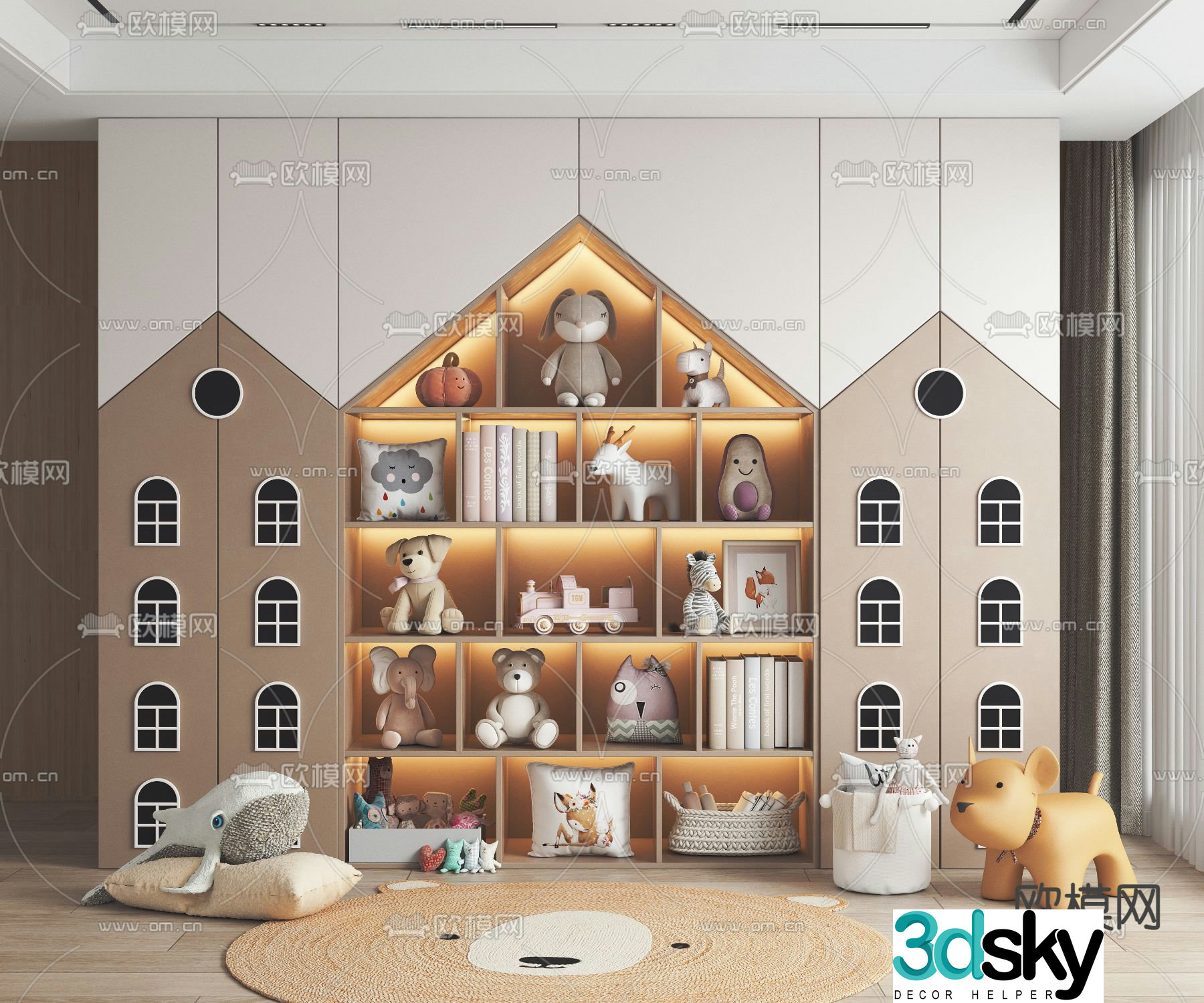 Modern children’s room decorative cabinet 3d model