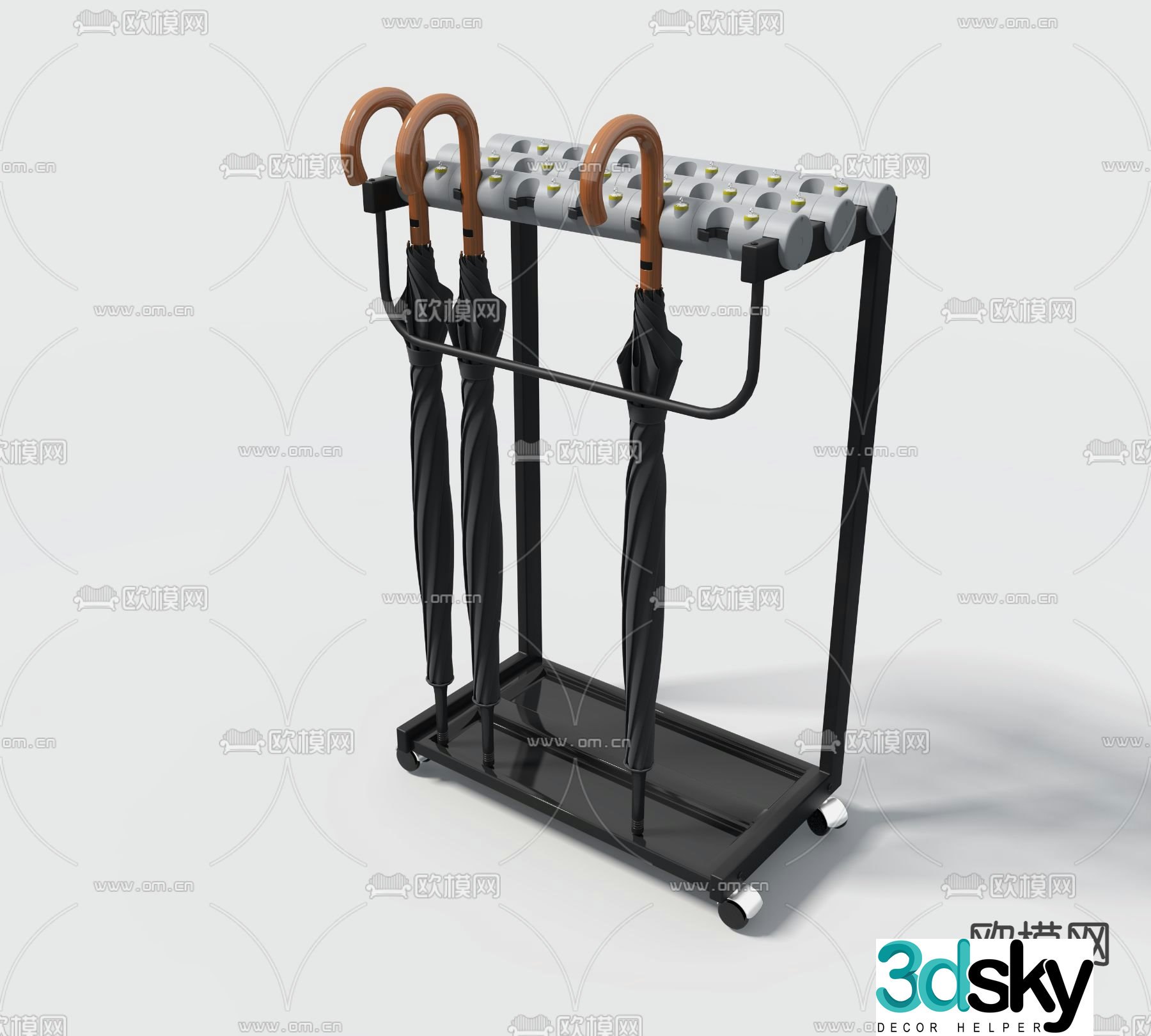 Modern public umbrella stand 3d model