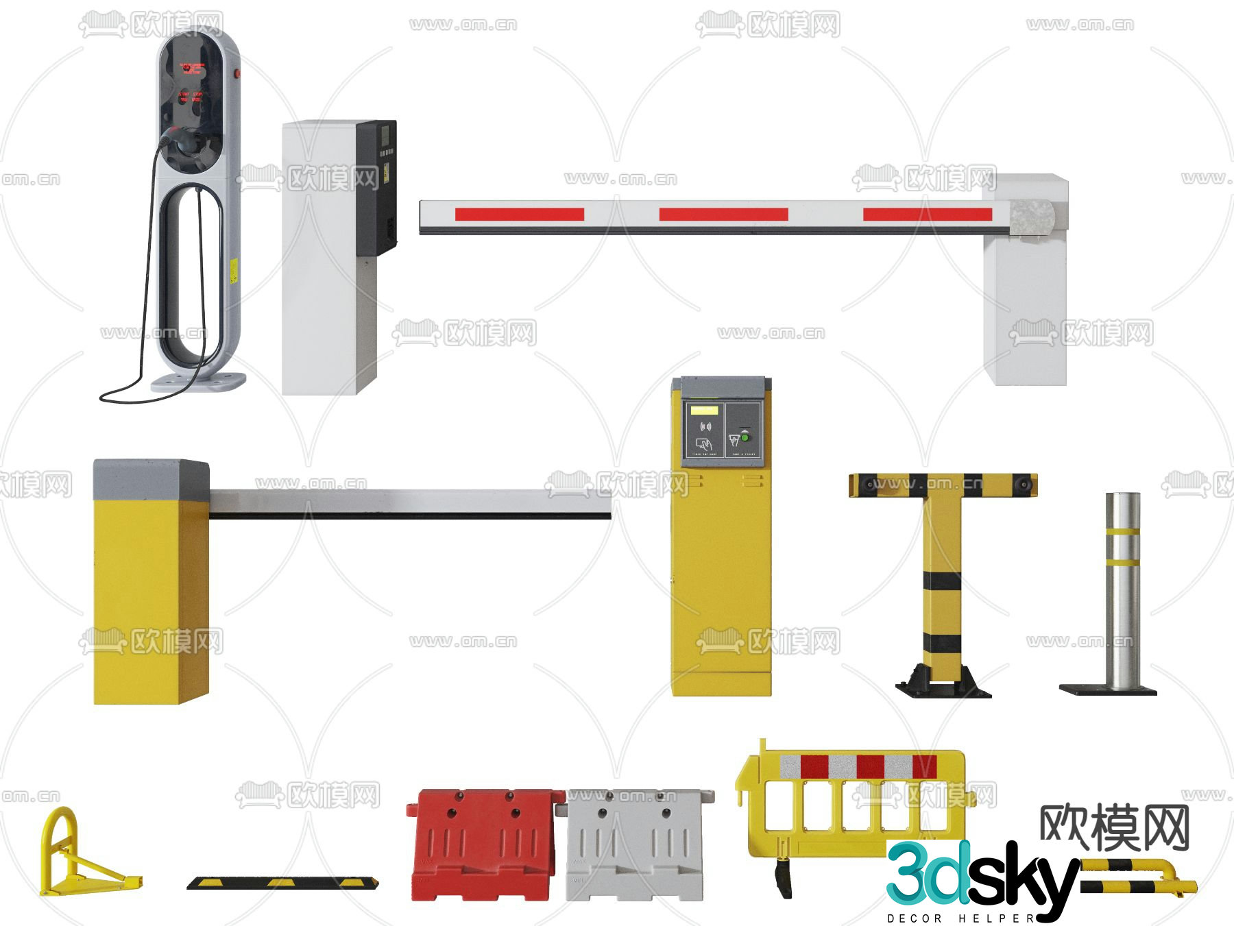 Modern roadblock toll pole charging pile 3d model