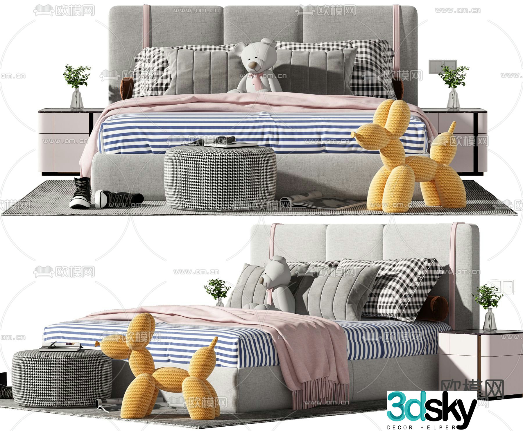 Modern fabric children’s bed 3d model