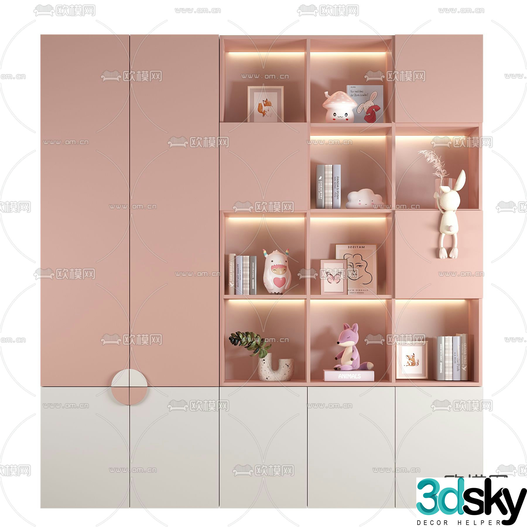 Modern children’s bookcase 3d model