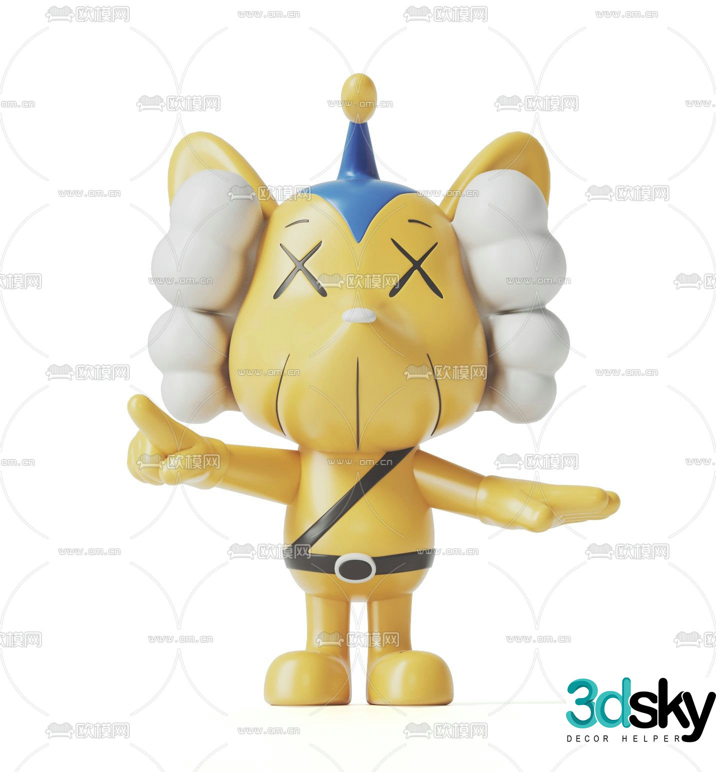 Modern trendy kaws ornaments 3d model