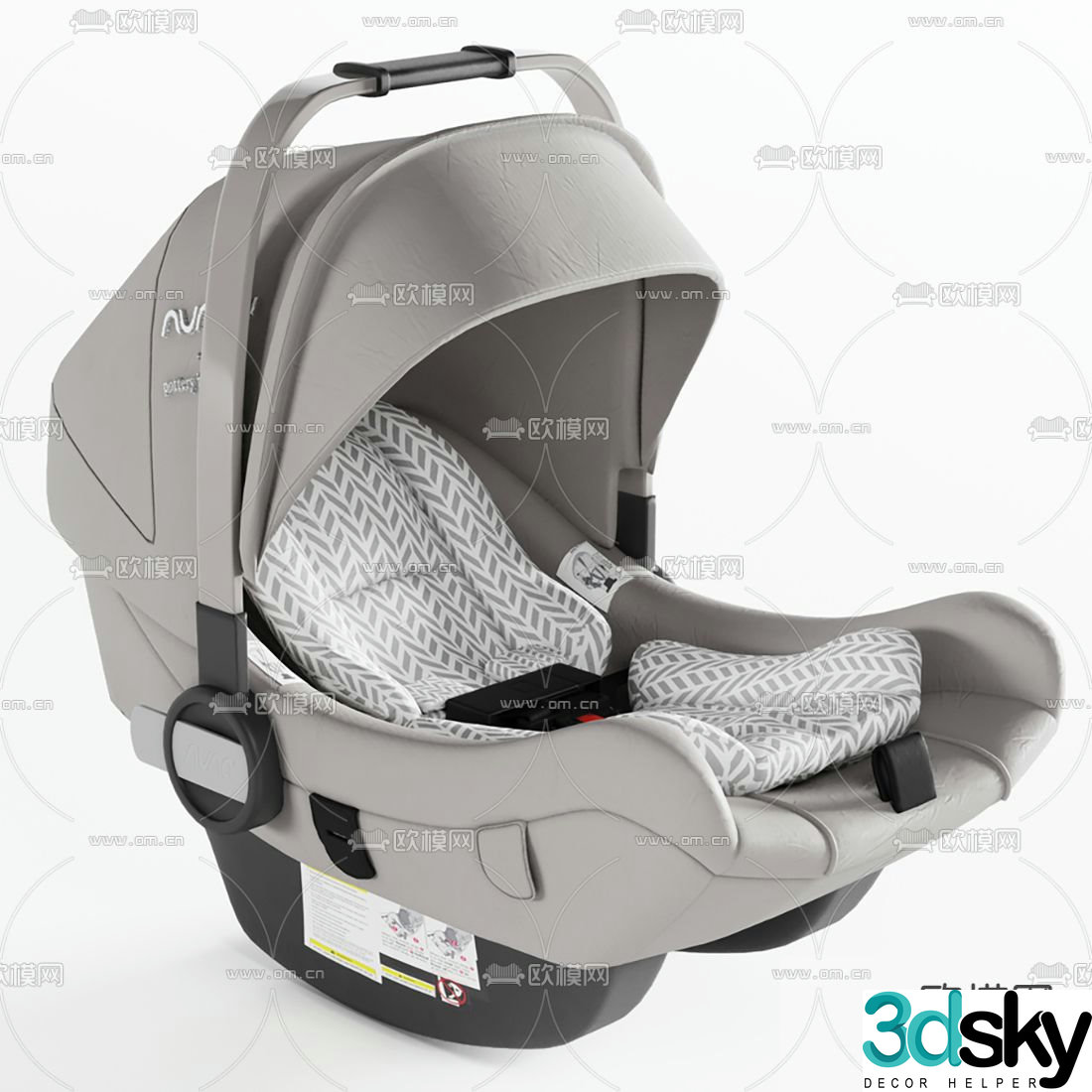 Modern baby safety seat stroller 3d model