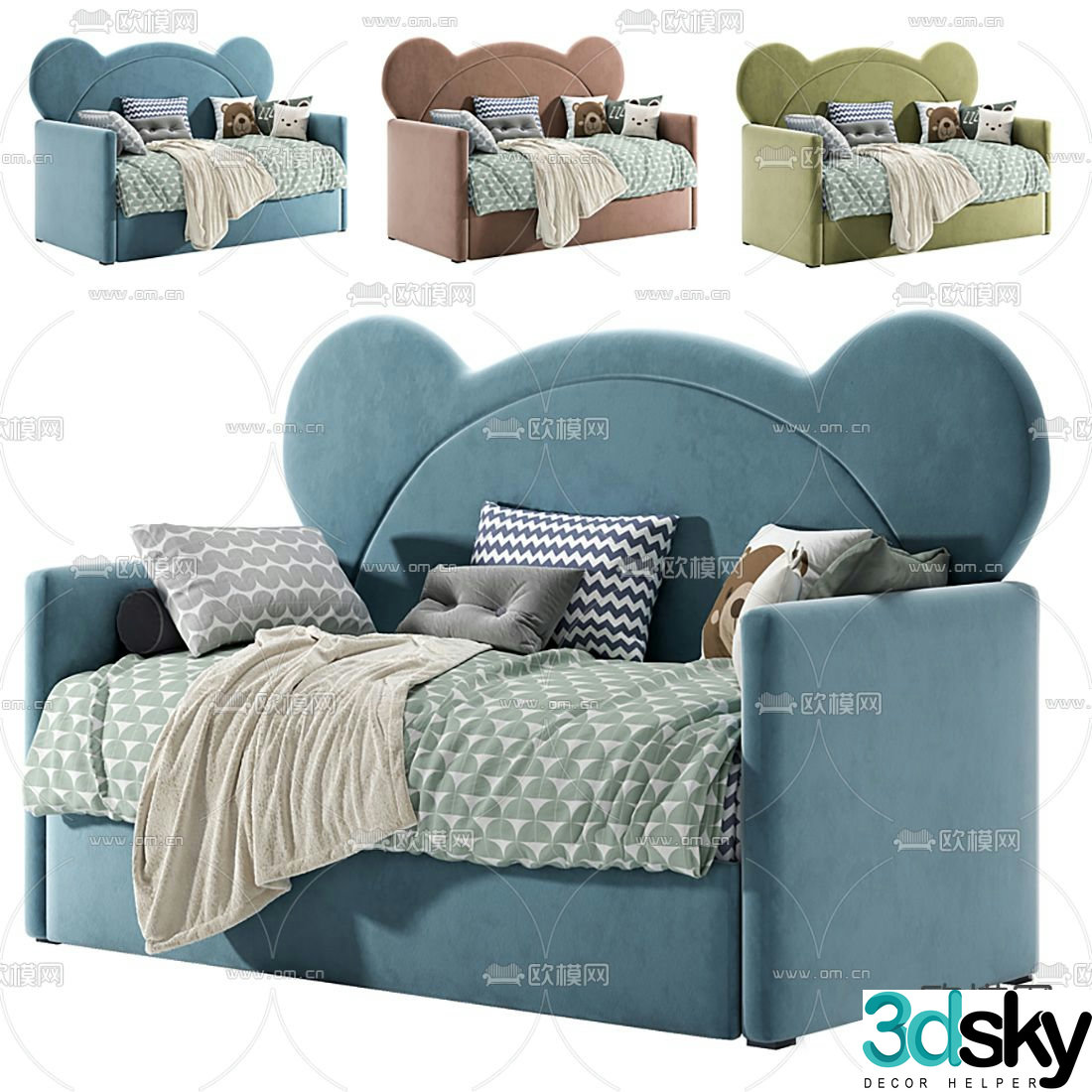 Modern fabric children’s sofa 3d model