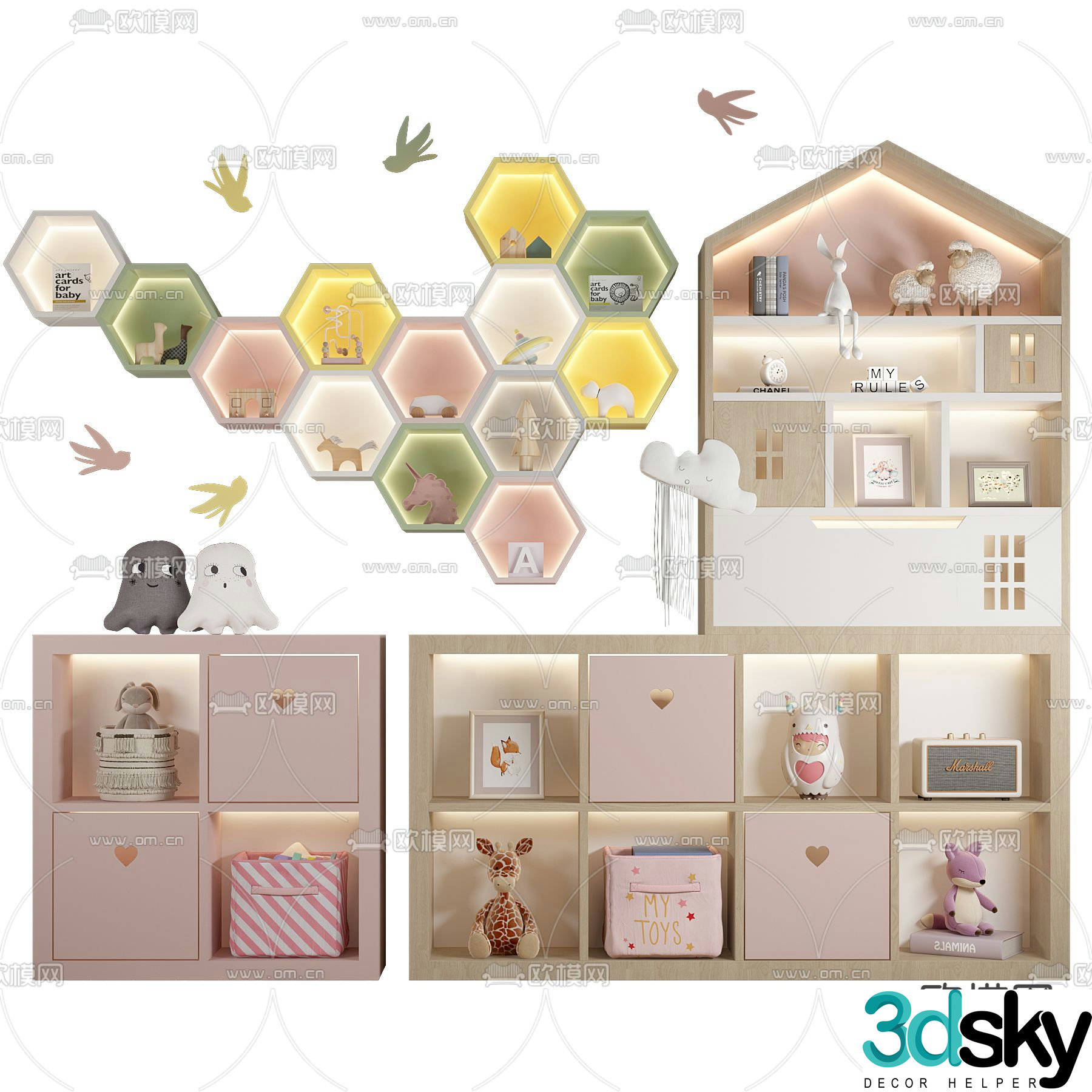 Modern children’s decorative cabinet 3d model