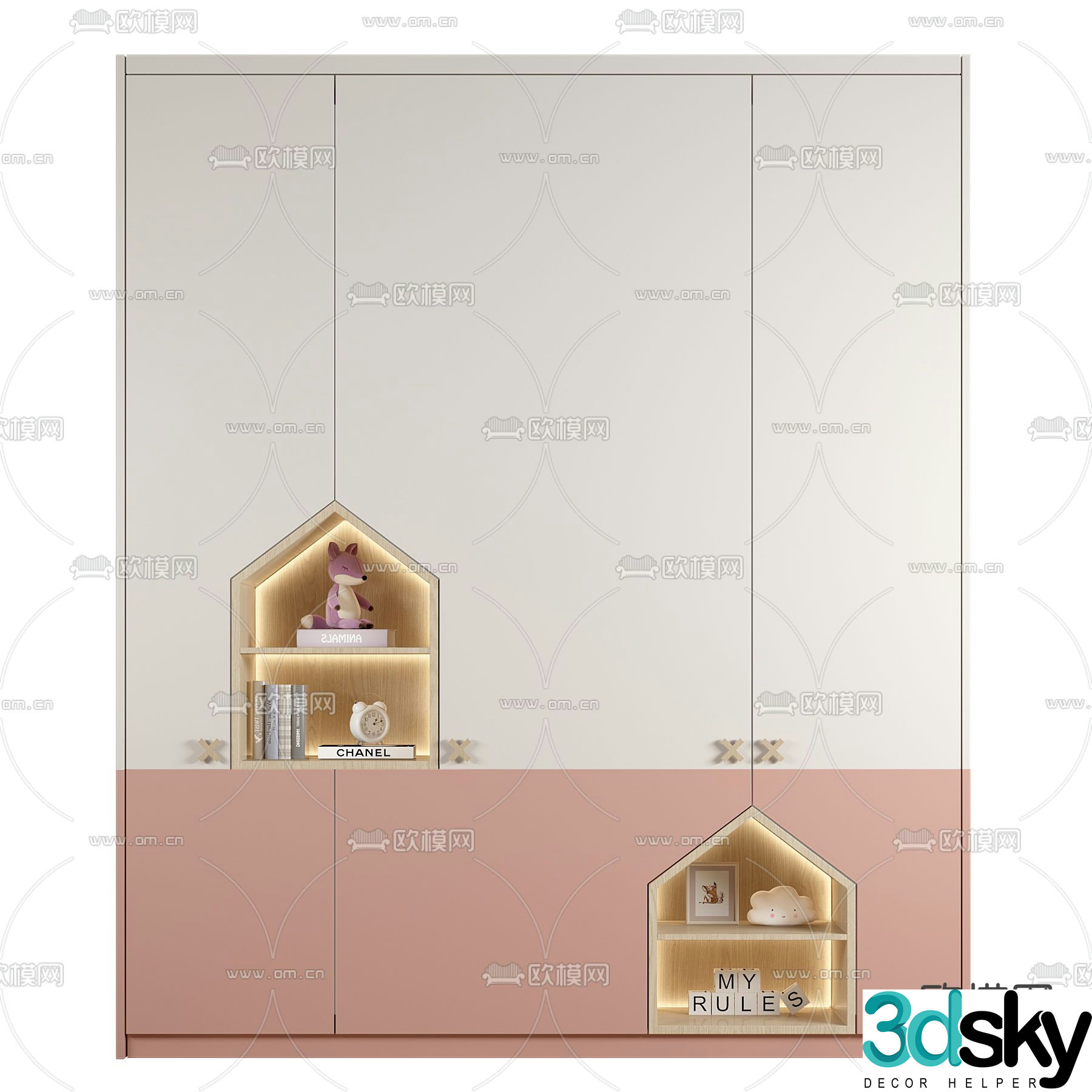 Modern children’s bookcase 3d model