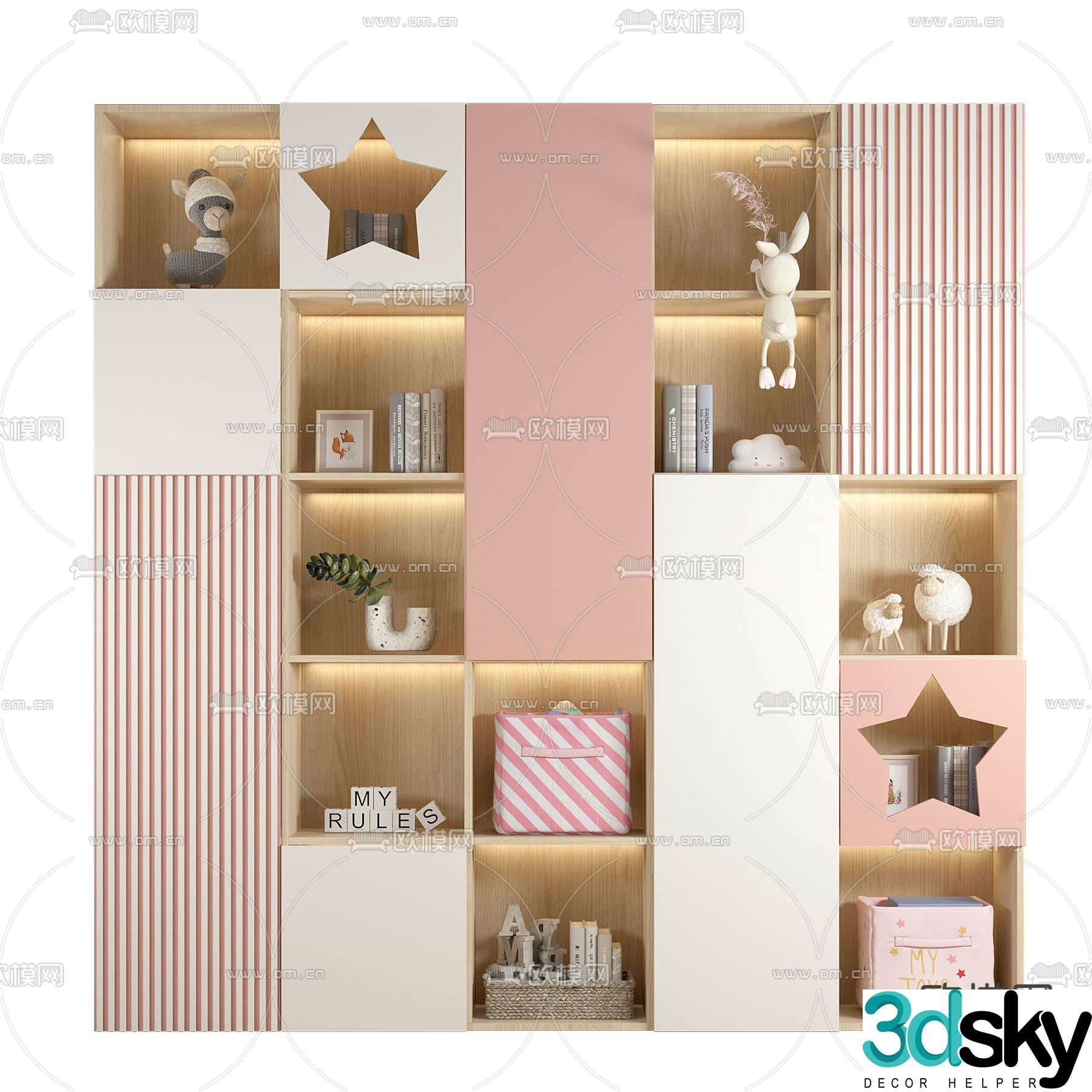 Modern children’s bookcase 3d model