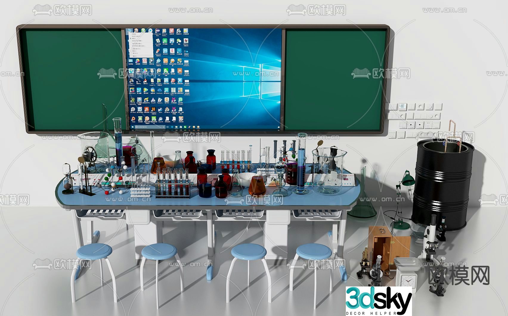 Modern experimental equipment combination 3D model