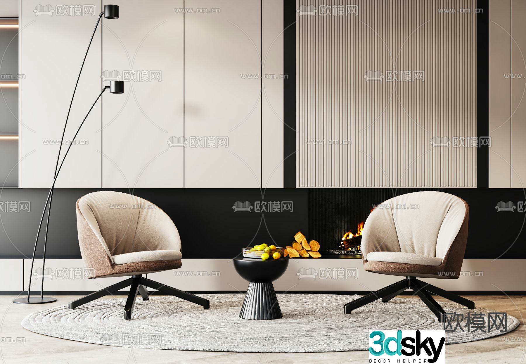 Cassina modern fabric side chair 3d model