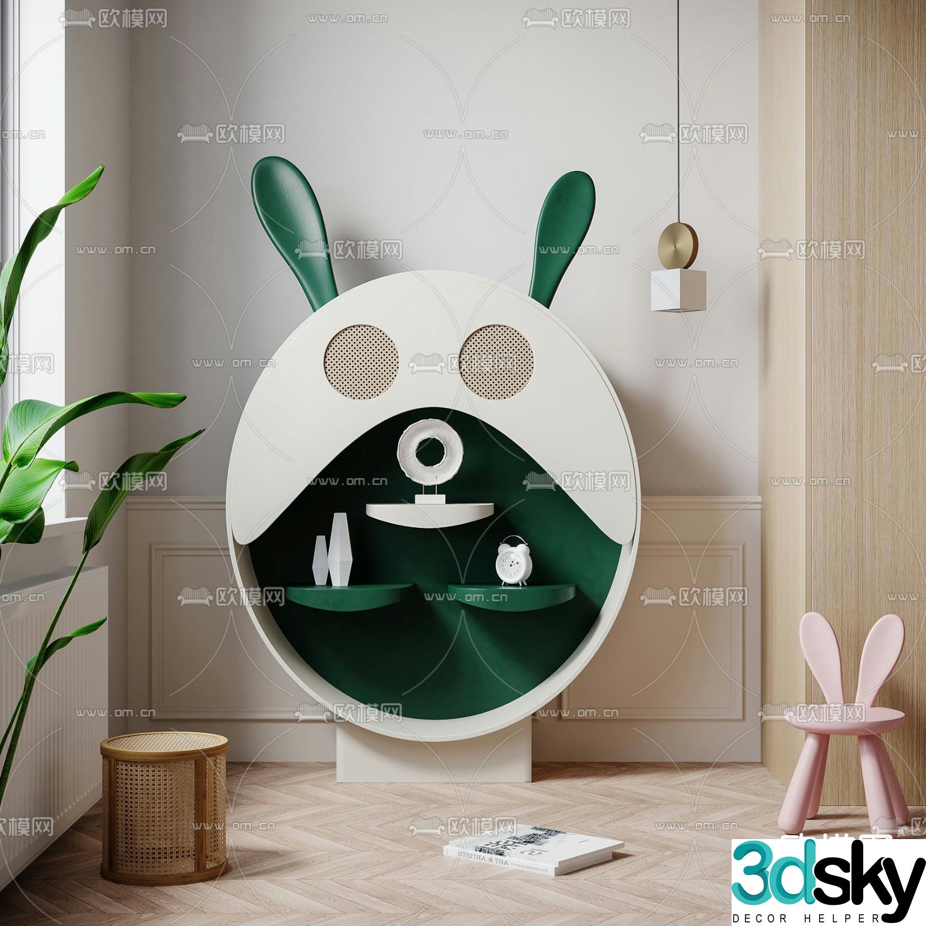Modern rabbit shape children’s cabinet 3D model