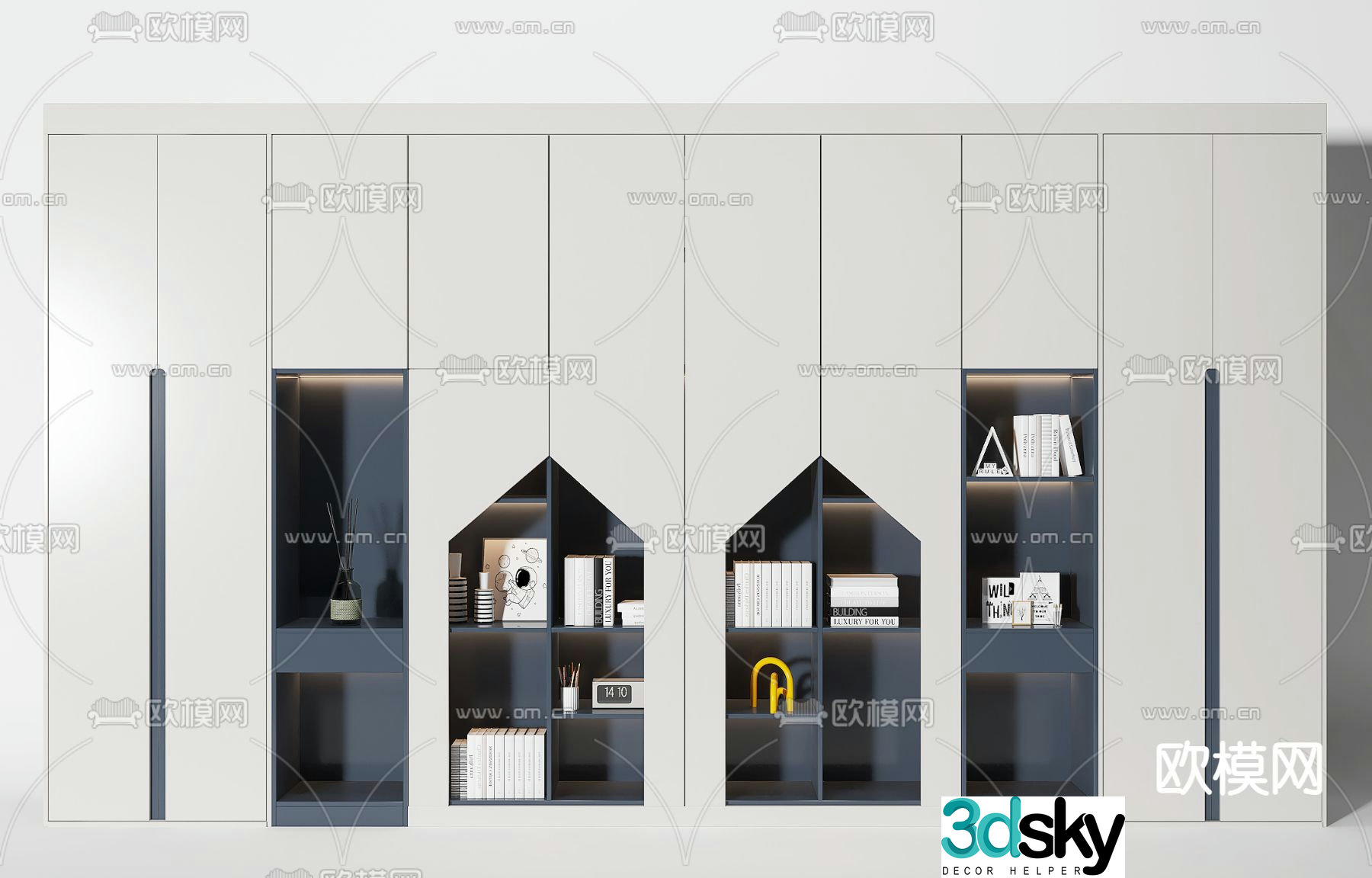 Modern children’s bookcase decorative cabinet 3d model