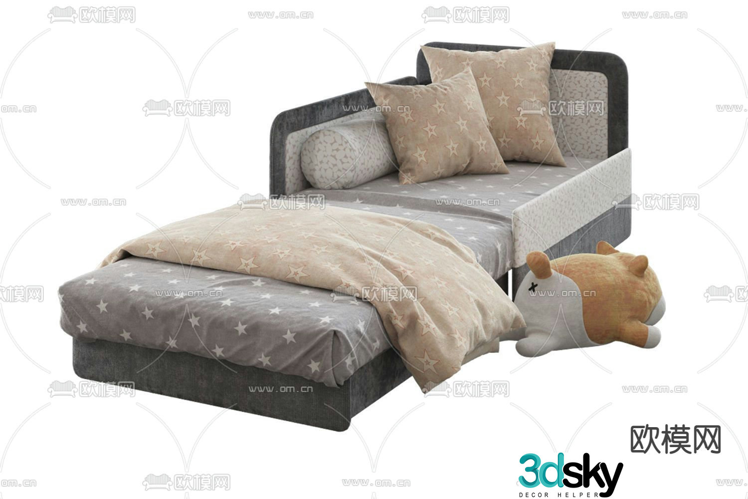 Modern children’s single bed 3d model