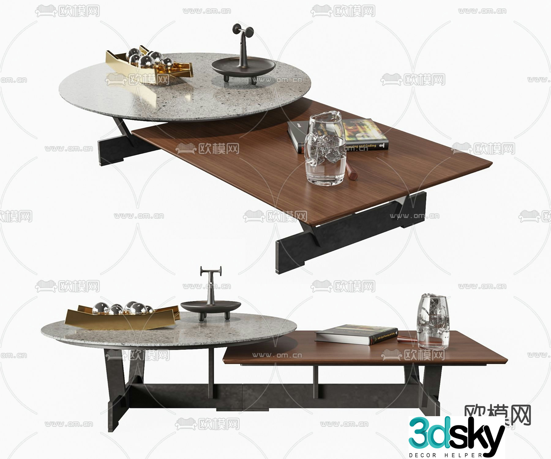 Cassina marble coffee table 3d model