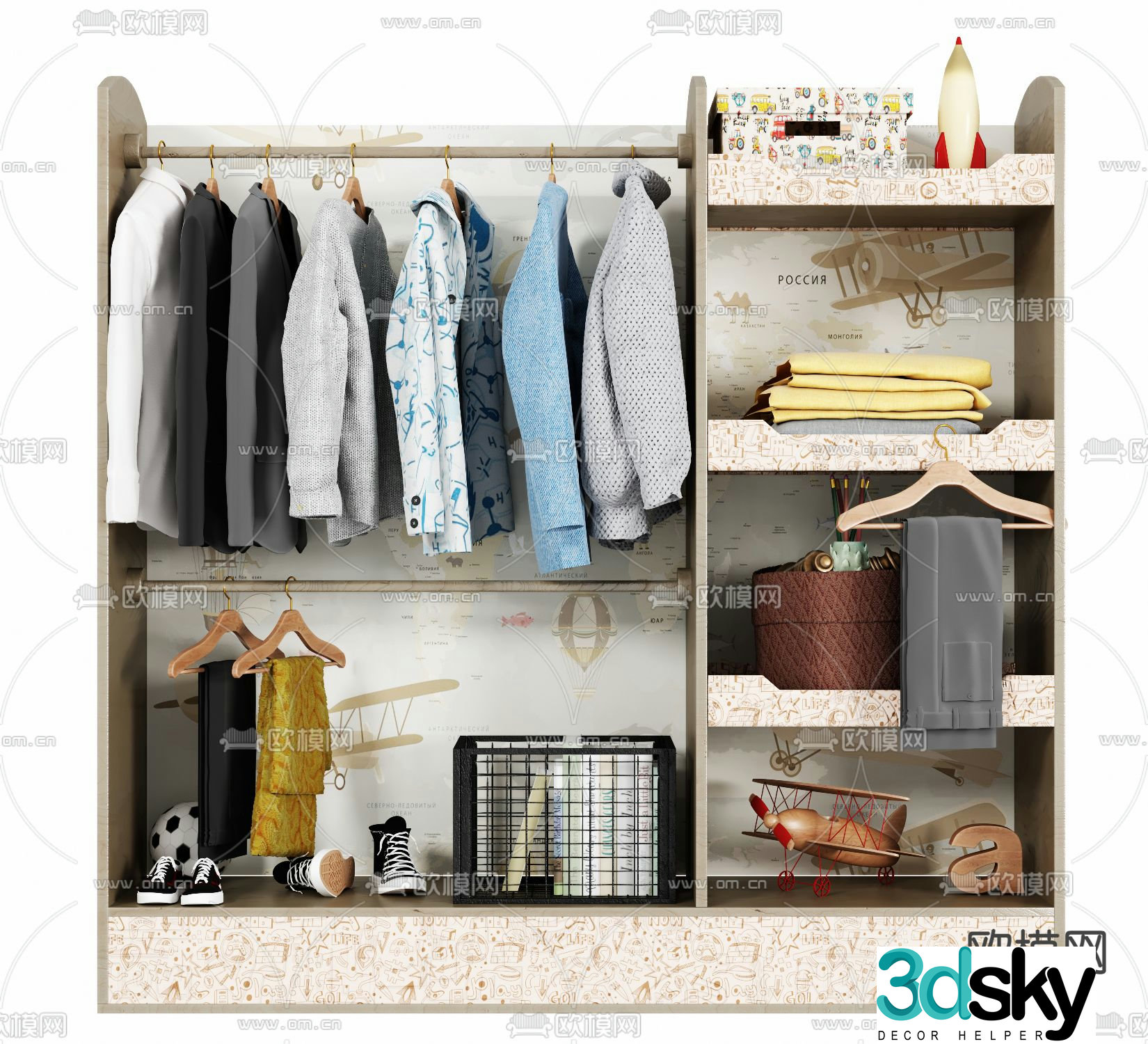 Modern children’s wardrobe storage cabinet 3d model