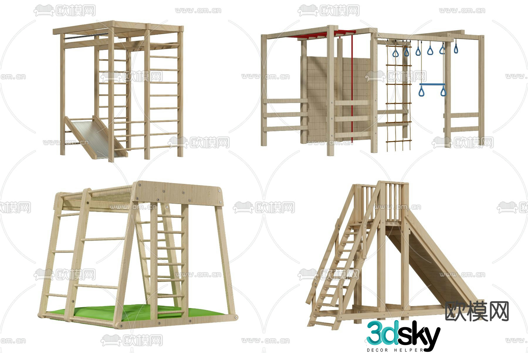Modern children's climbing play structure 3d model