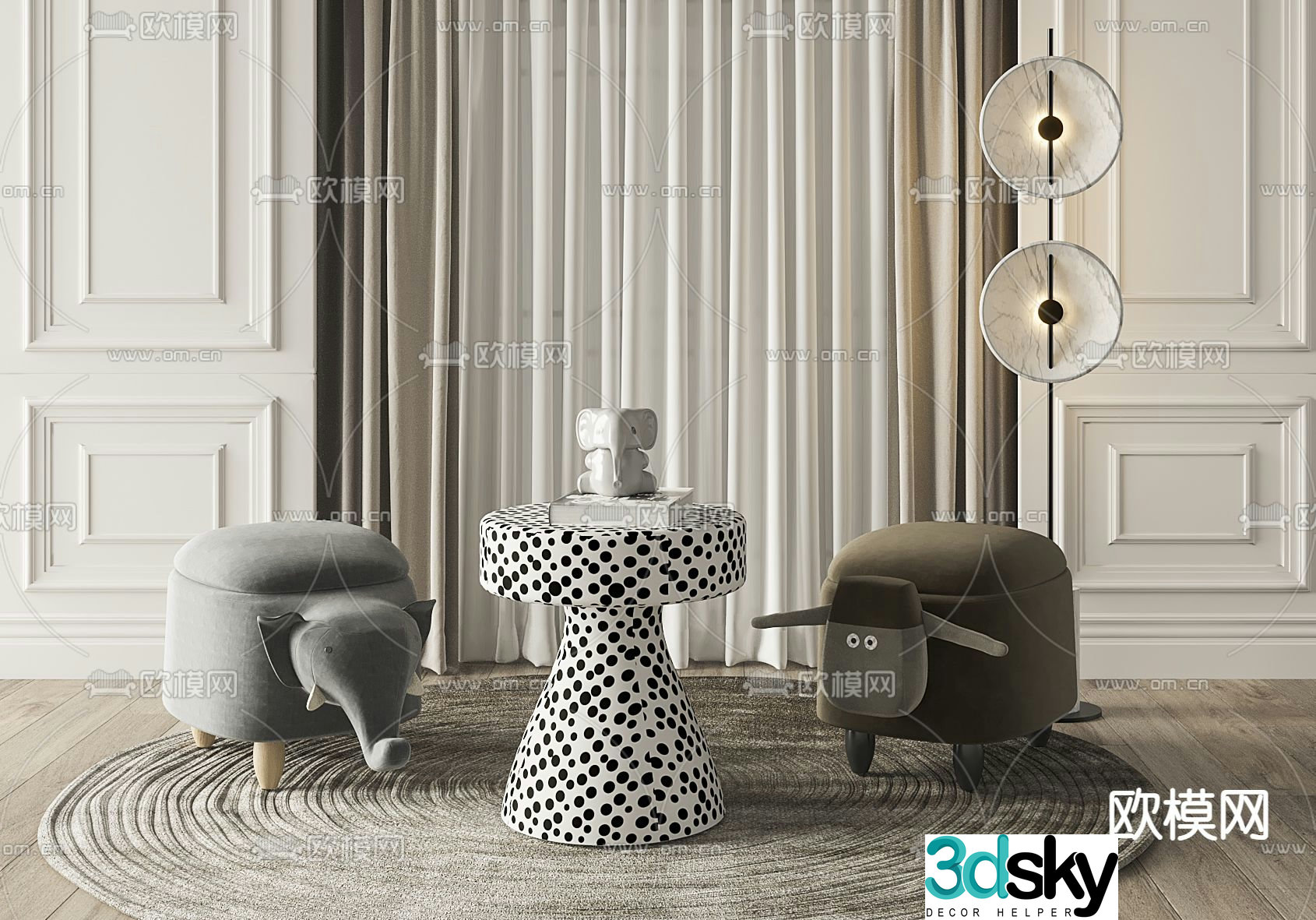 Modern children’s cartoon leisure chair 3d model