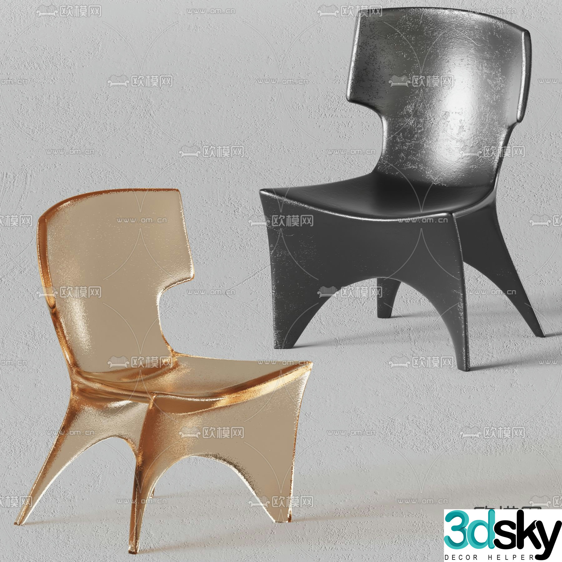 Calligaris modern clear acrylic lounge chair 3d model