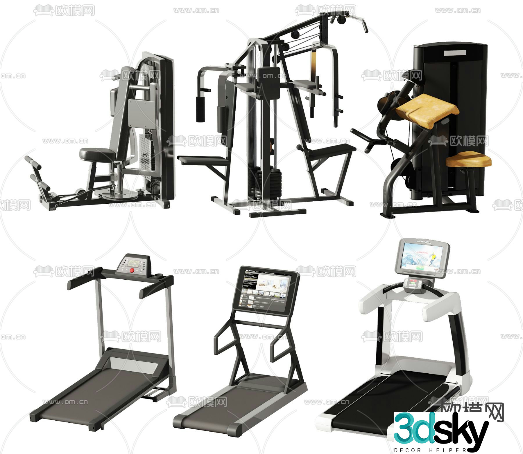 Modern fitness equipment 3d model