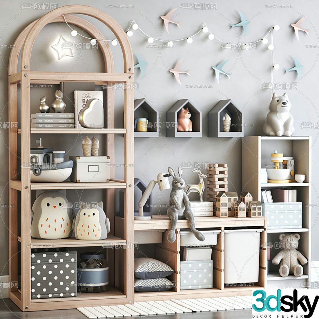 Modern children’s toy cabinet storage cabinet 3d model