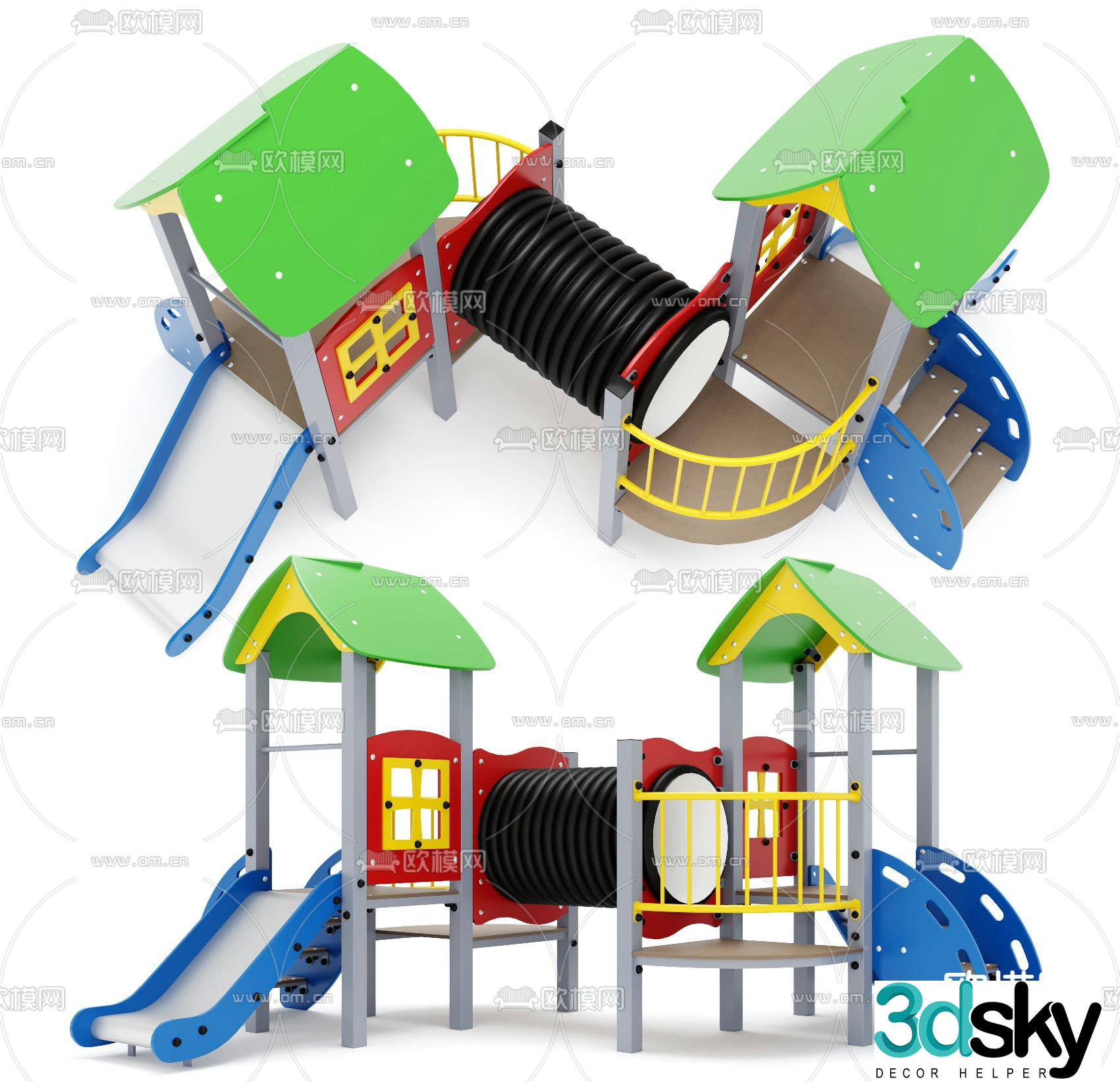 Modern children's play equipment slide 3d model