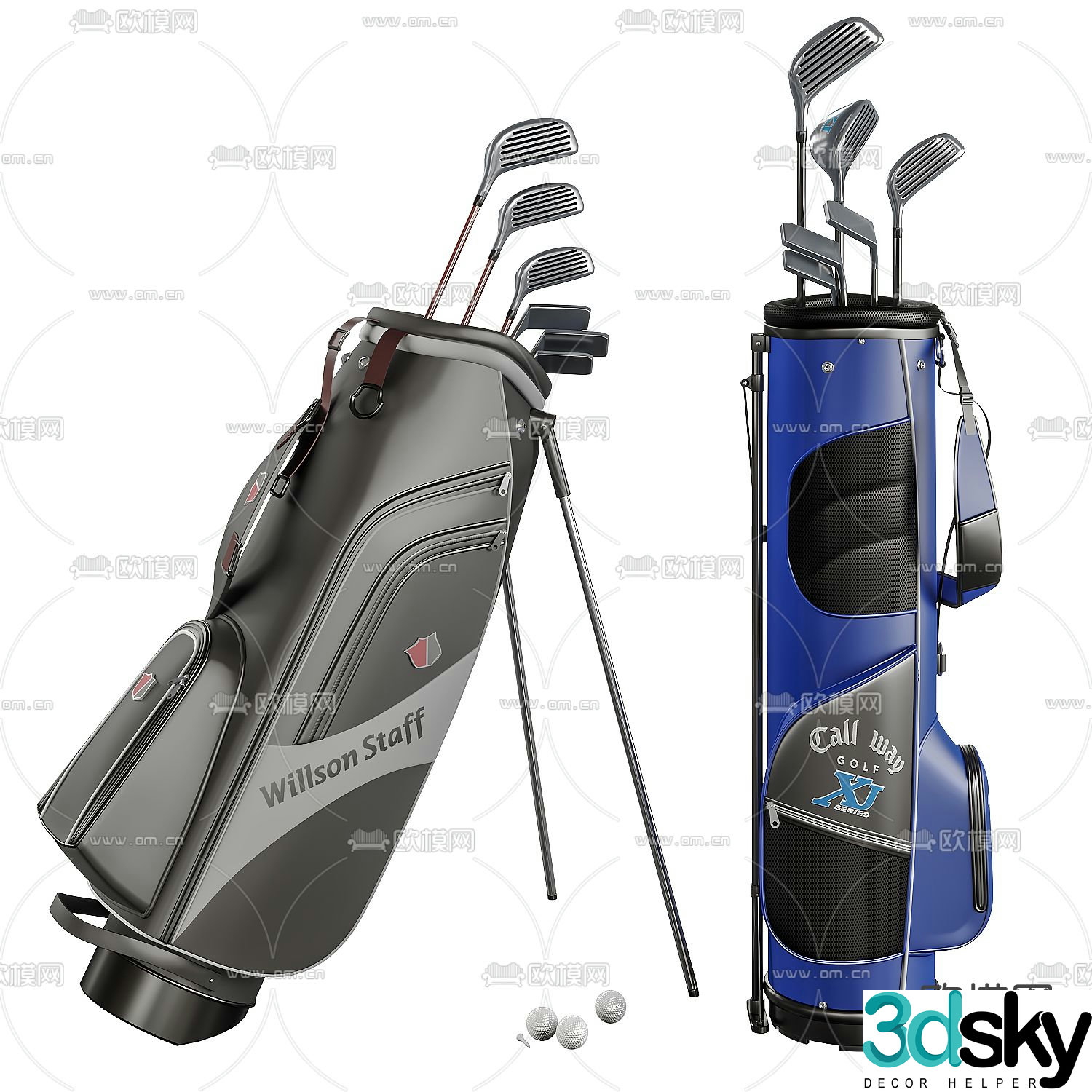 Modern golf club bag 3d model