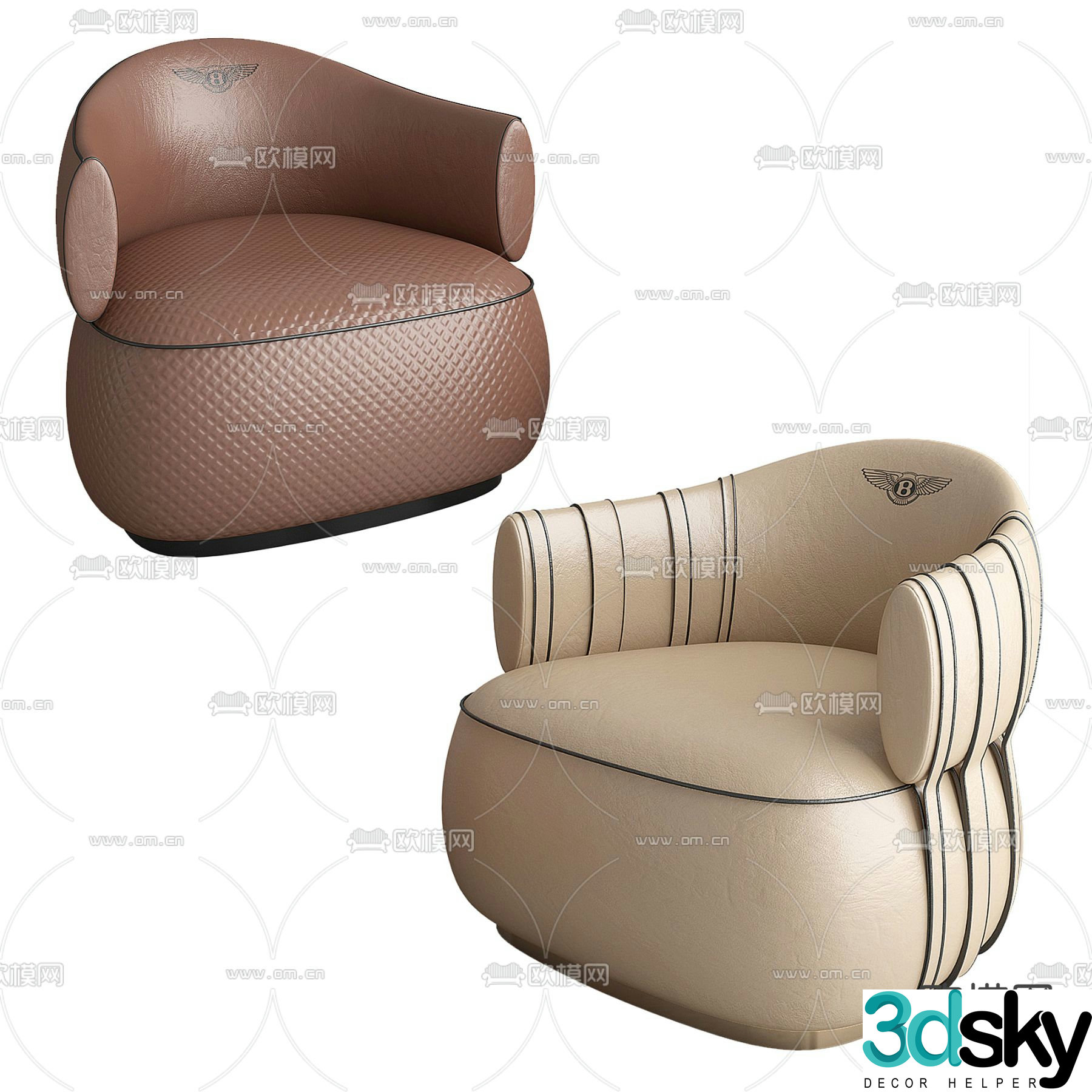 BENTLEY modern leather lounge sofa 3d model