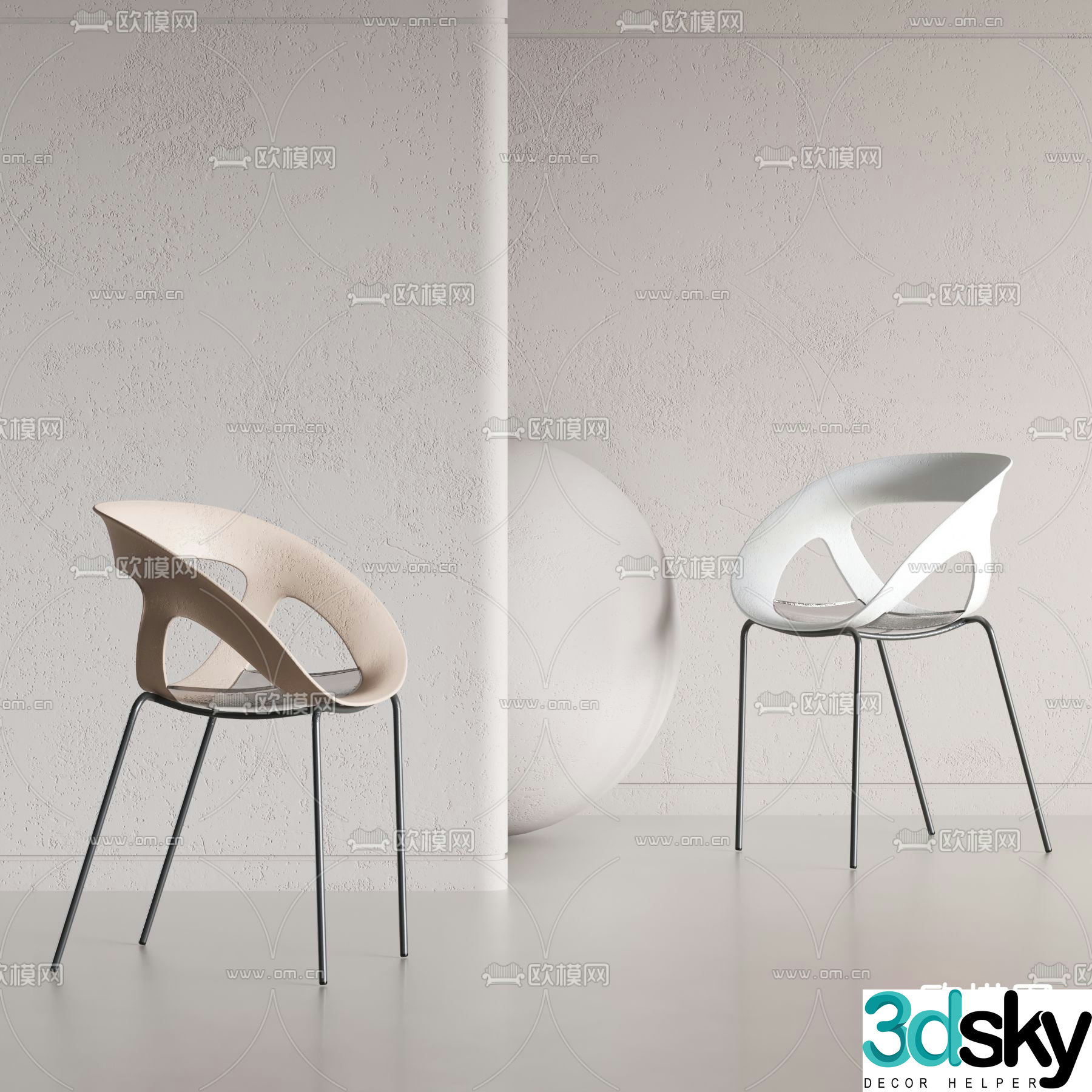 BAXTER acrylic lounge chair 3d model