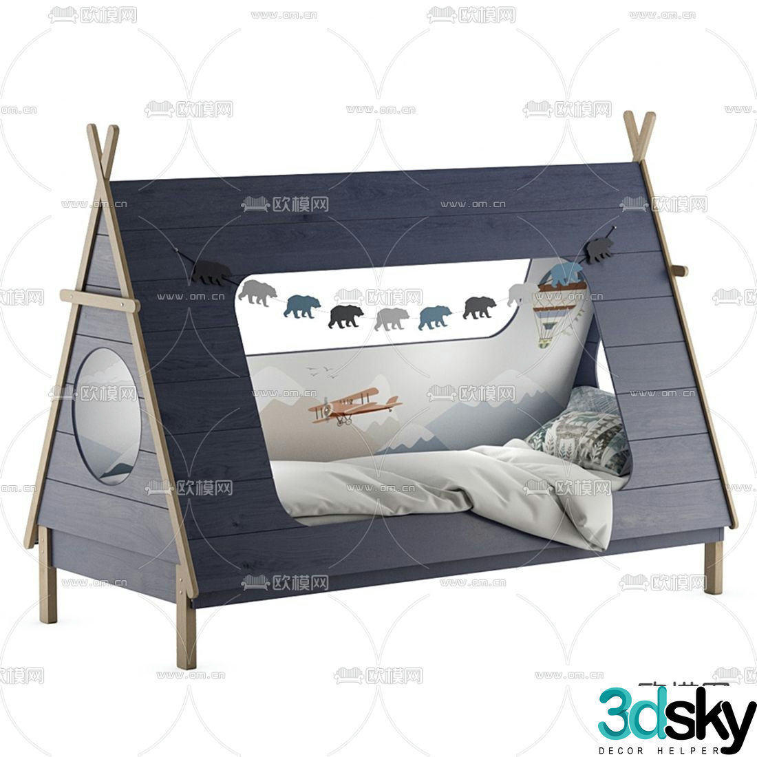 Modern children’s bed 3d model