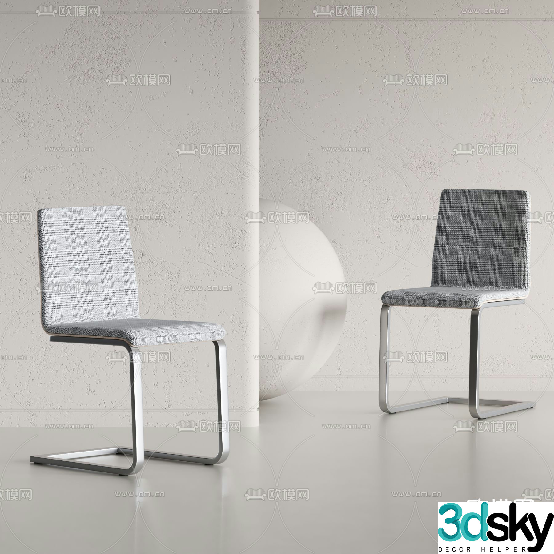 Cor modern fabric side chair 3d model