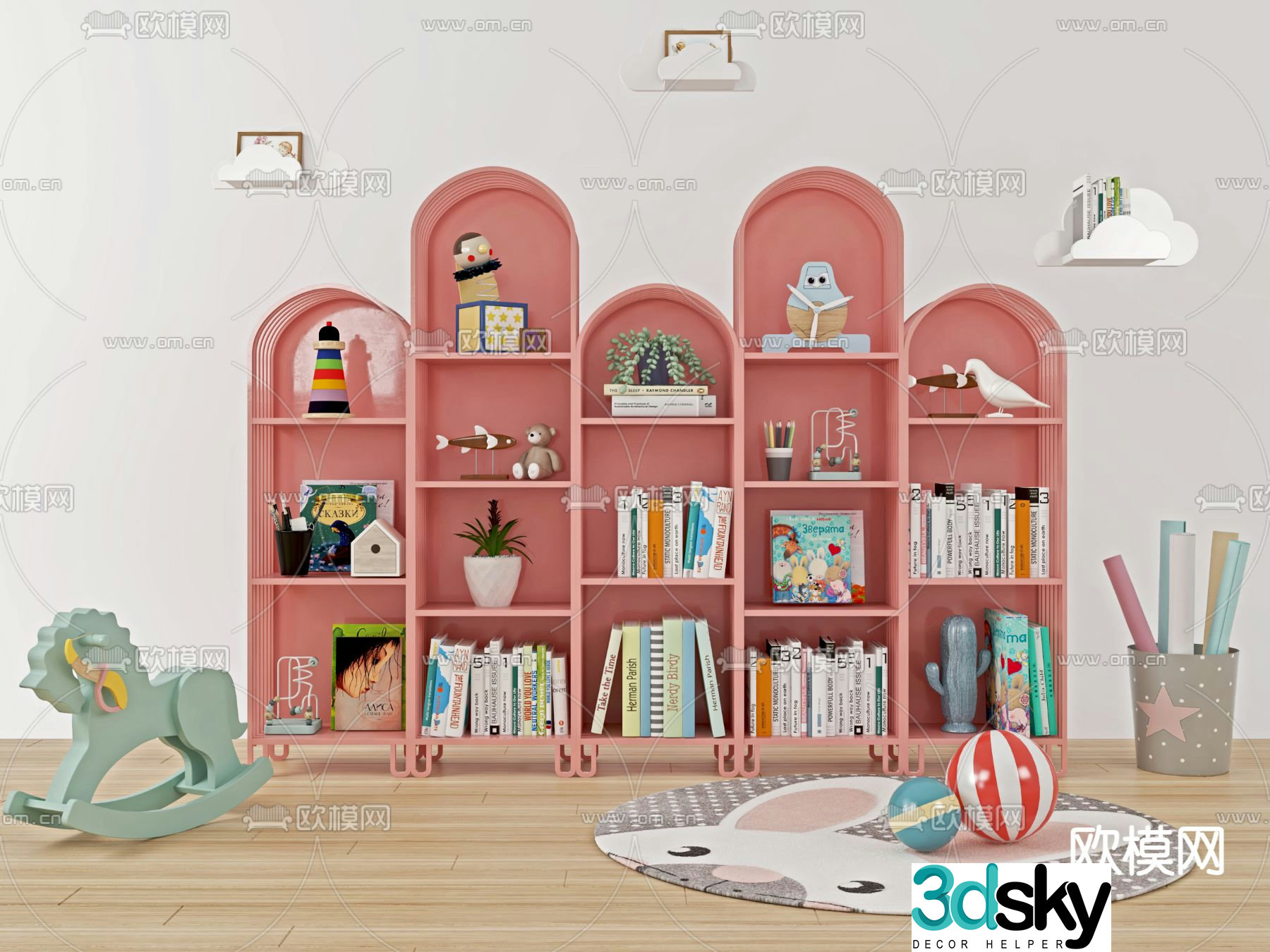 Modern multi-layer children’s storage rack 3d model