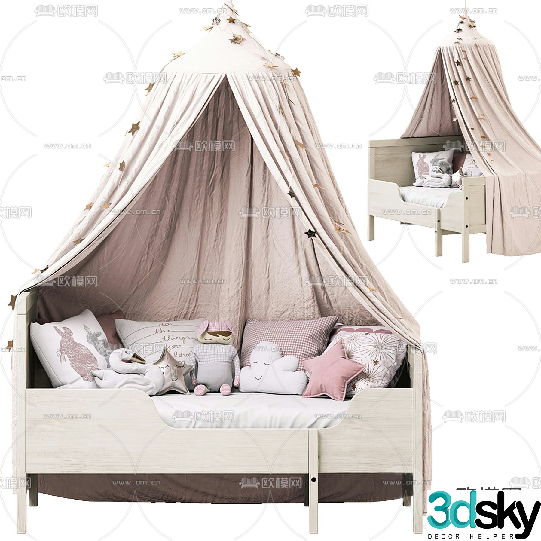 Modern princess bed curtain children’s bed 3d model