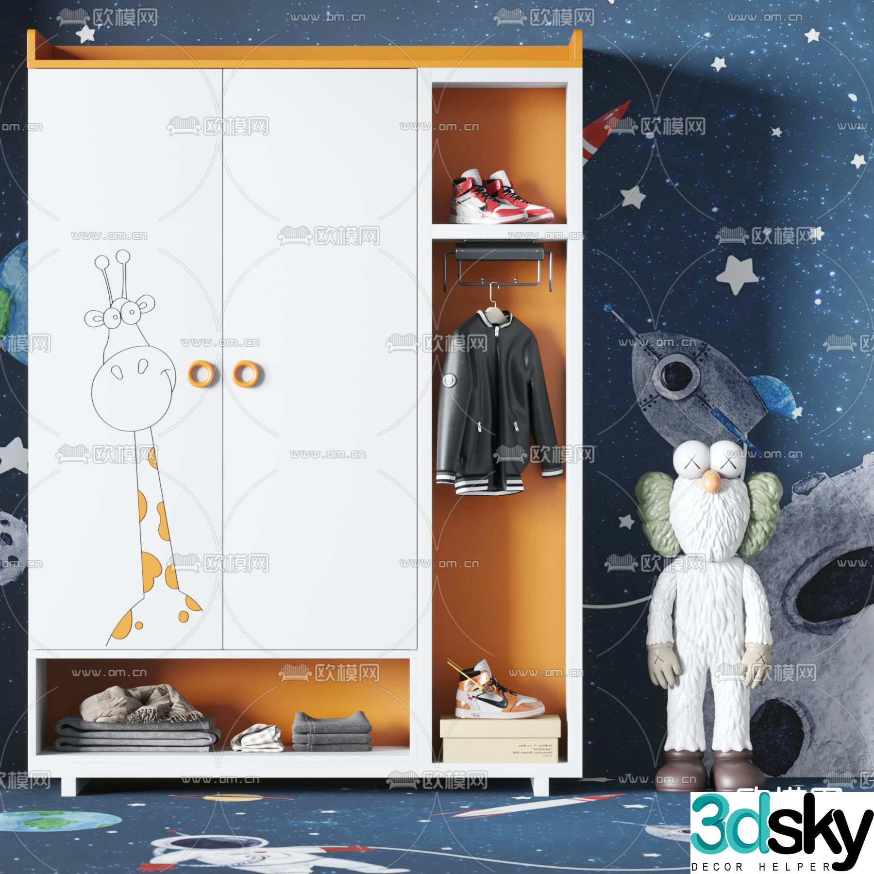 Modern children’s wardrobe 3d model