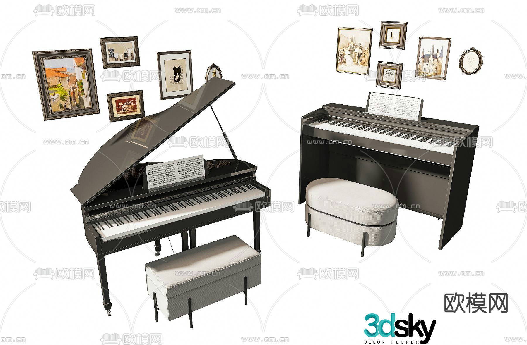 modern piano 3d model