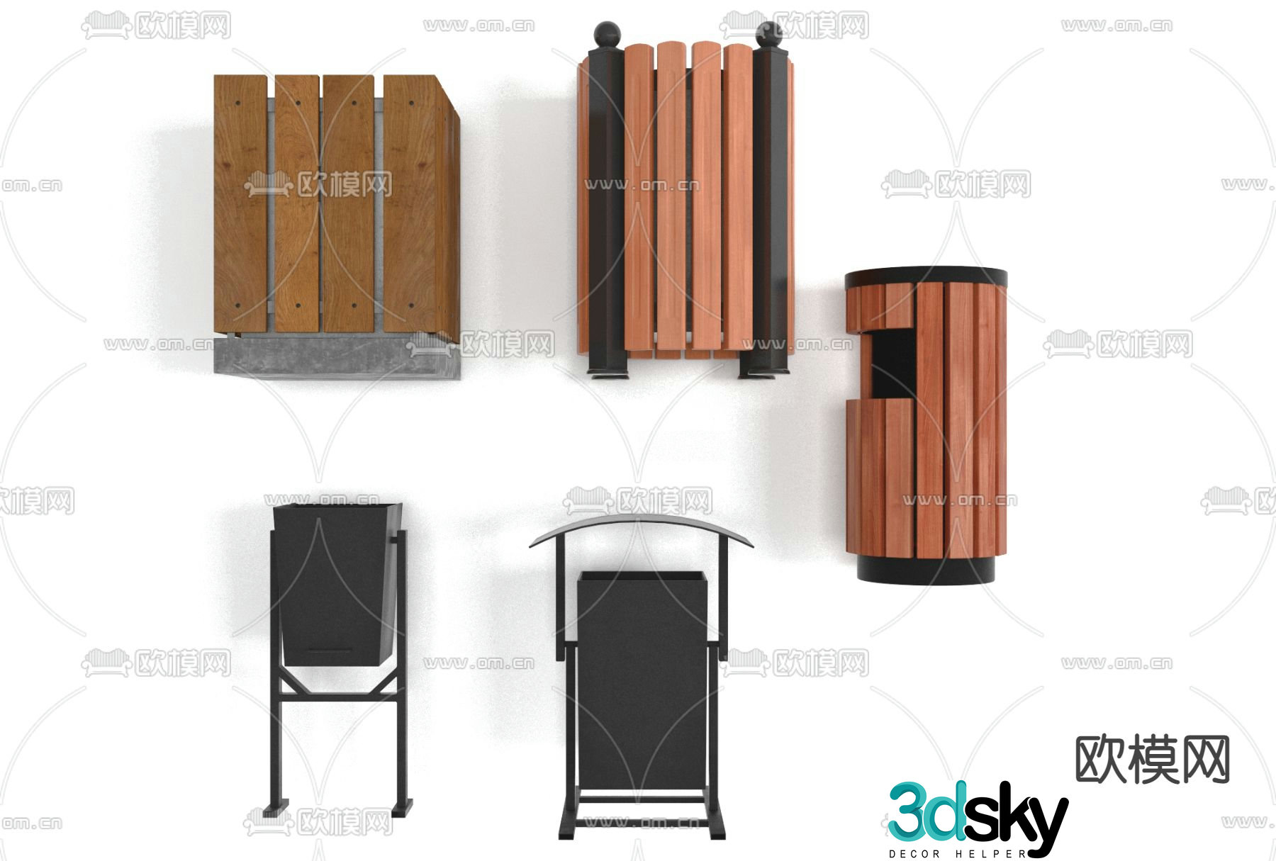 Modern public trash can free 3d model