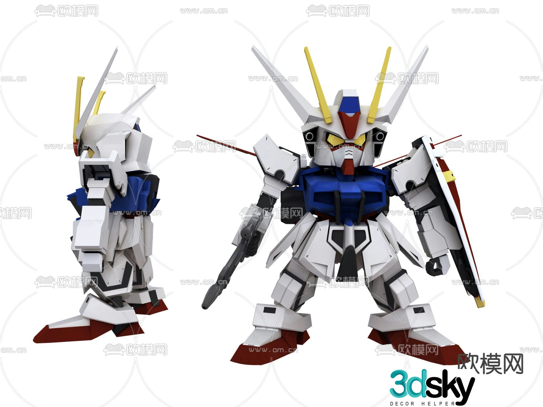 Modern Gundam children’s figure toy 3D model