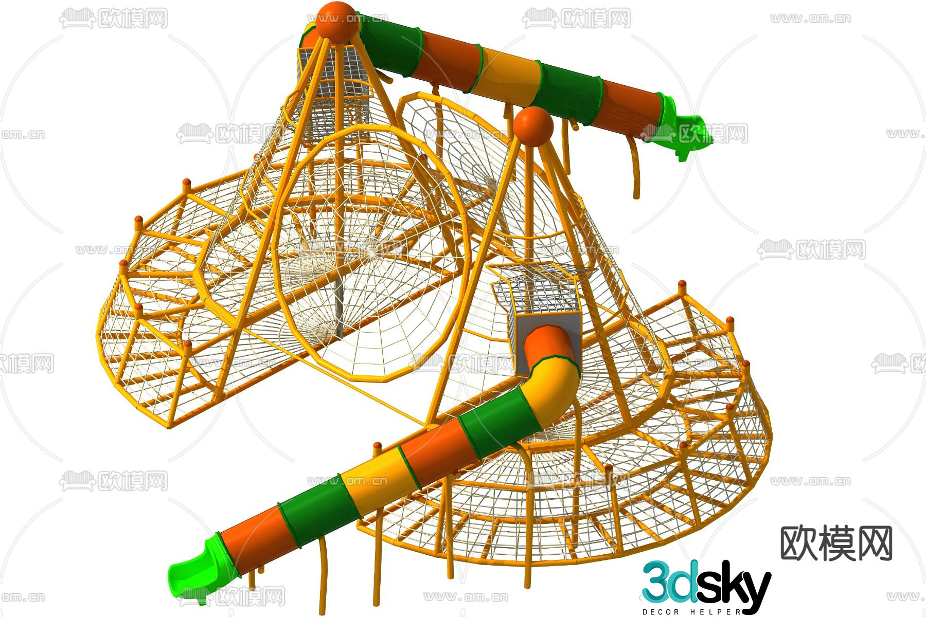 Modern children's climbing play equipment 3d model