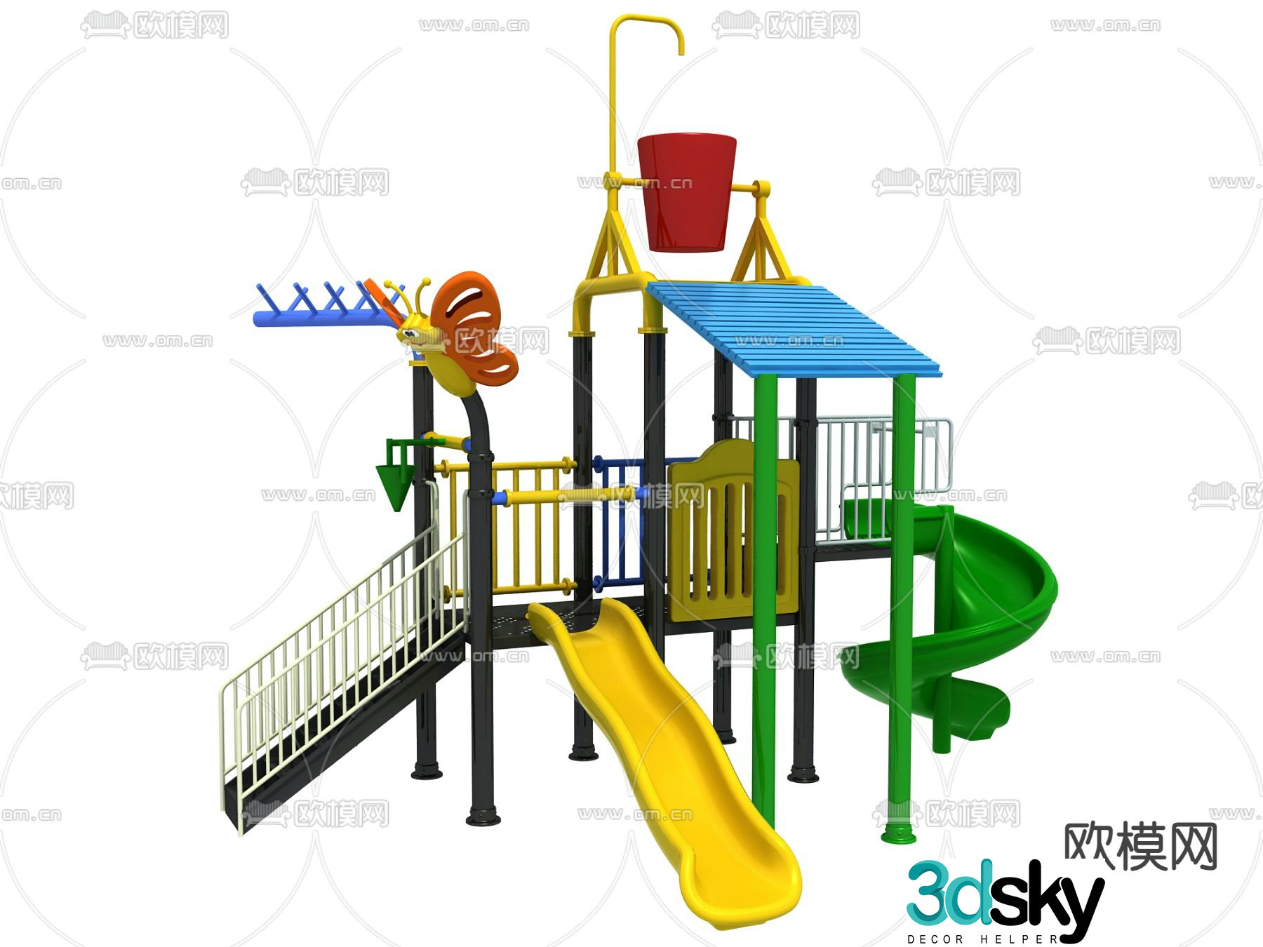 Modern children's slide entertainment facility 3D model