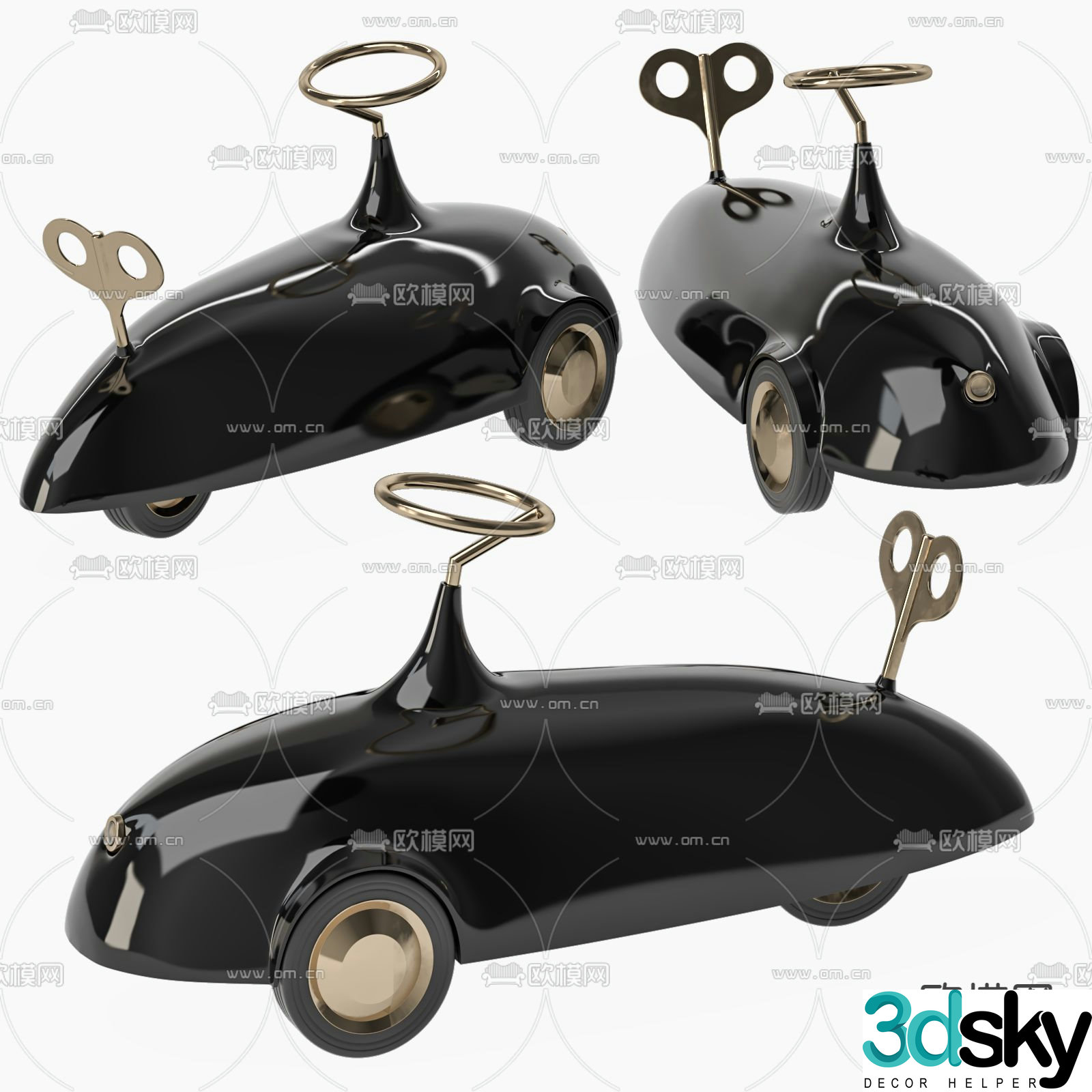 Modern children’s toy black go-kart 3d model