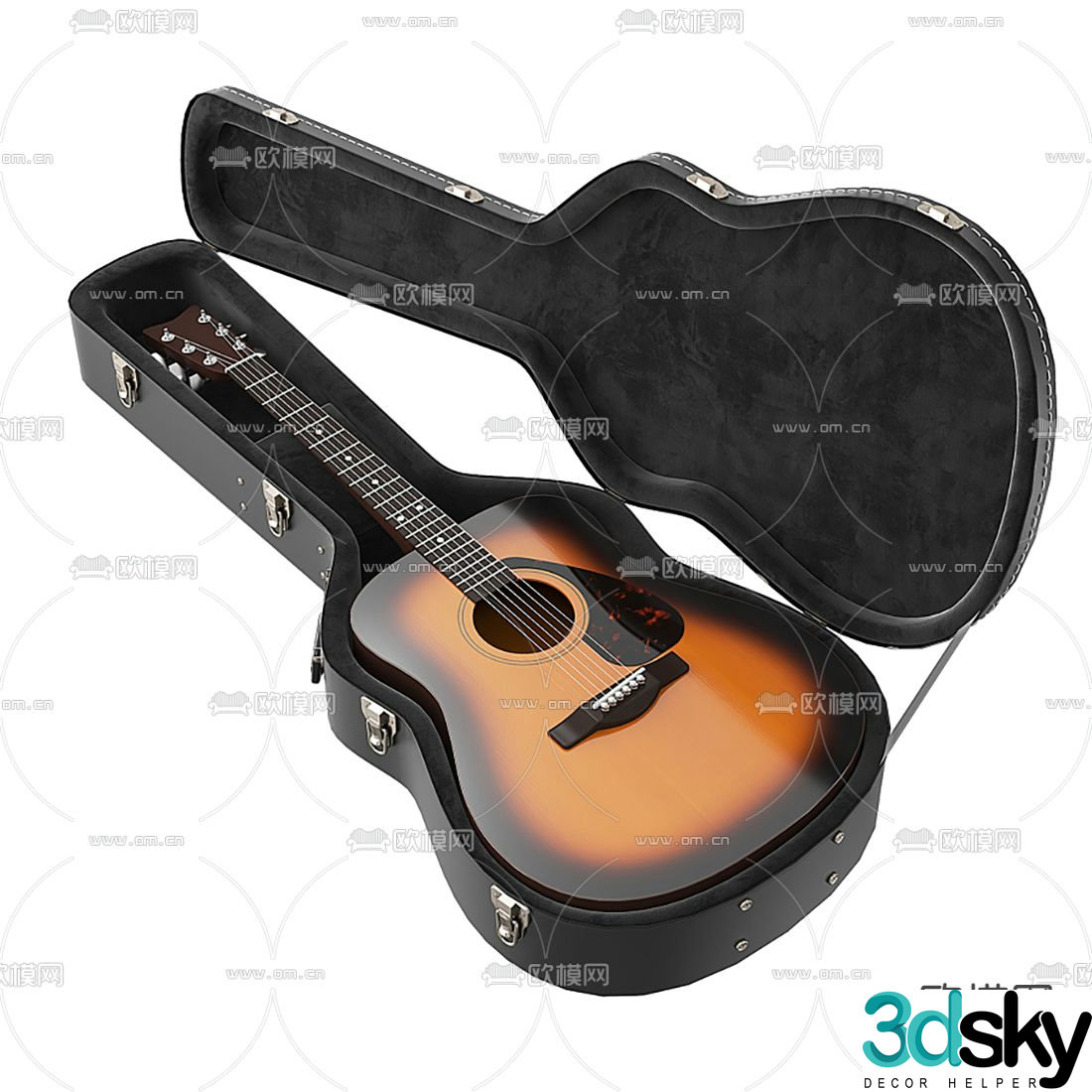 Modern musical instrument guitar 3d model