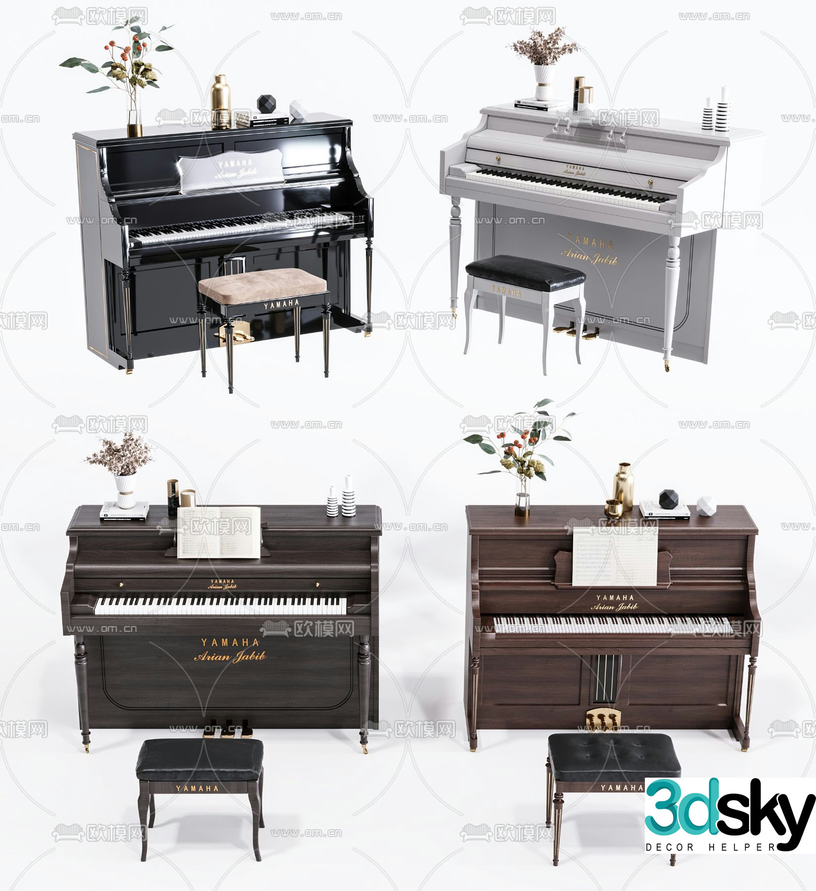 Simple European luxury piano 3D model