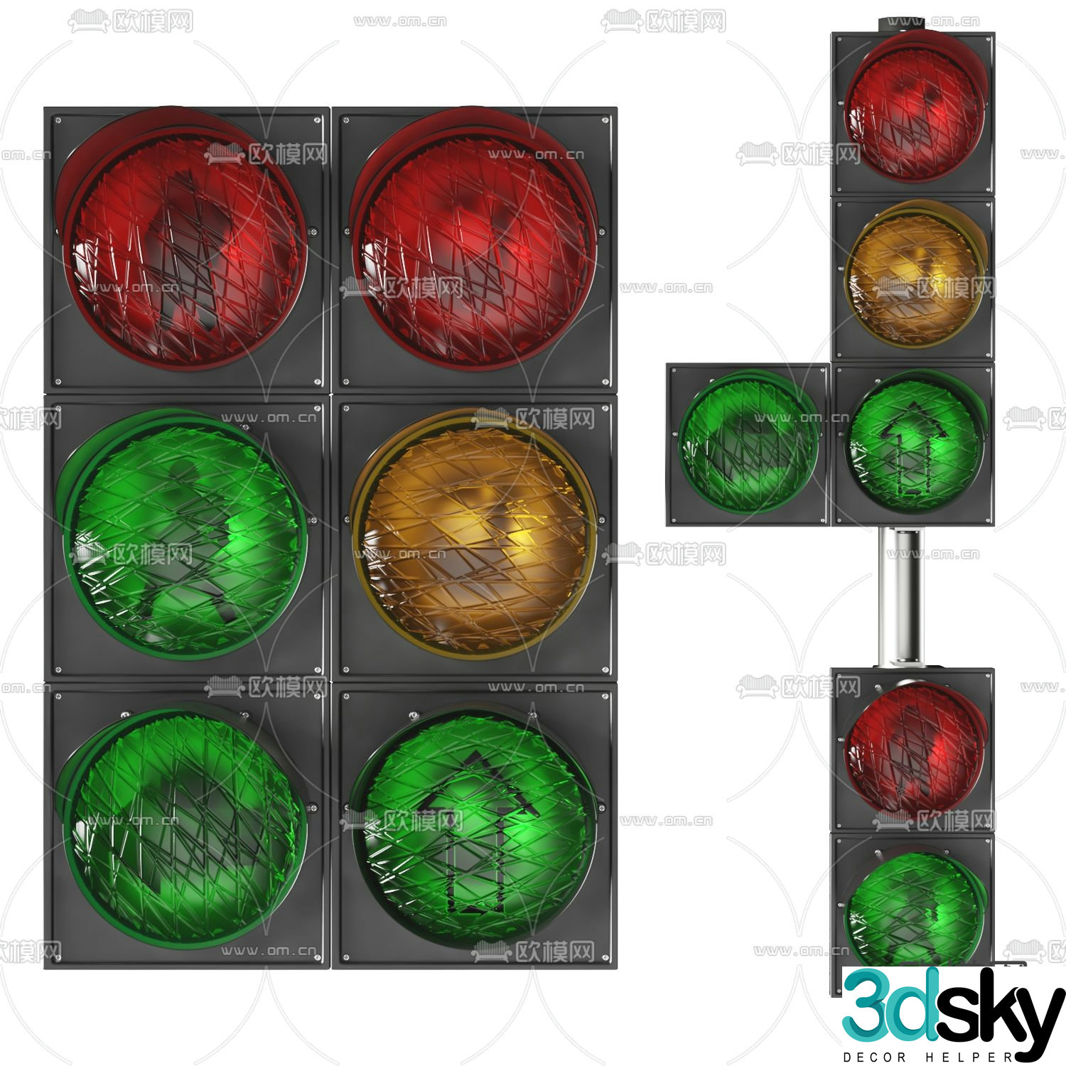 Modern traffic light traffic light 3d model