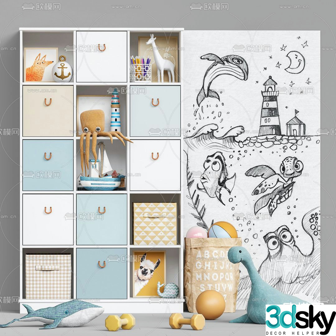 Modern children’s locker 3d model