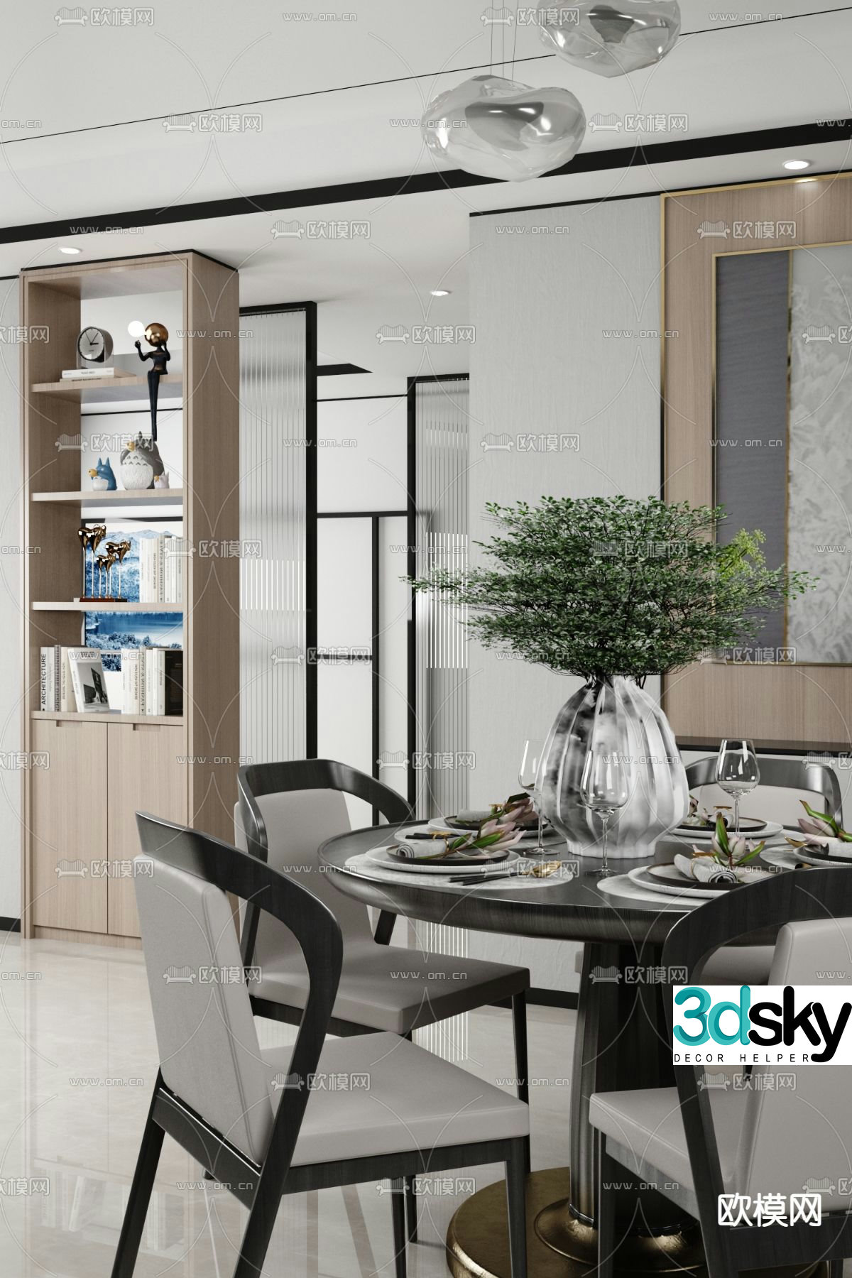 Pinchen Design New Chinese Restaurant 3D Model