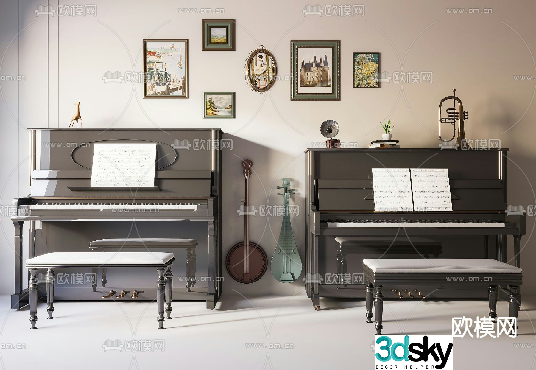 modern piano 3d model