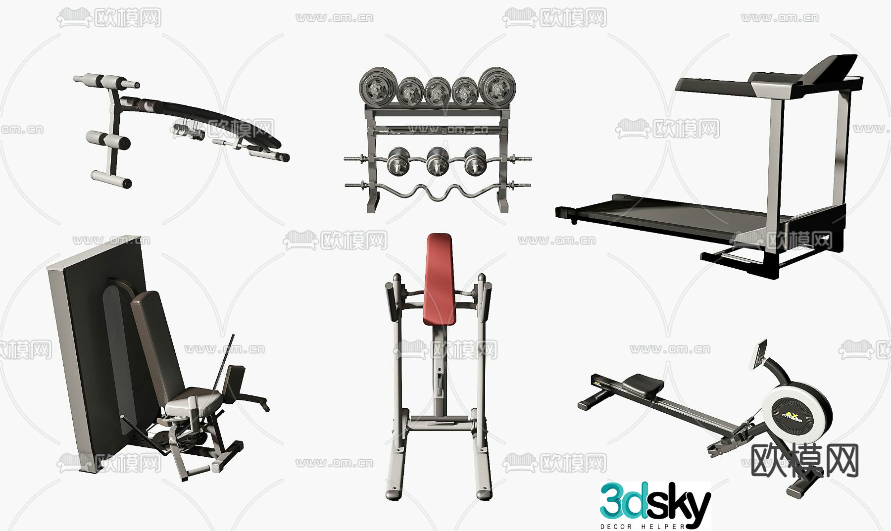 Modern fitness equipment 3d model