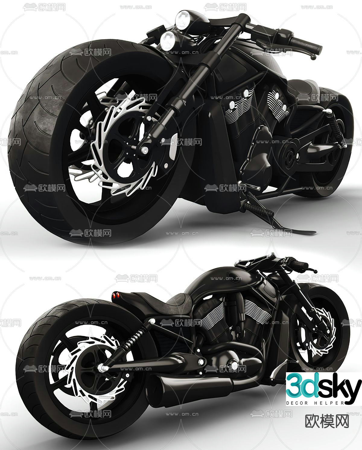 Modern Harley motorcycle 3d model
