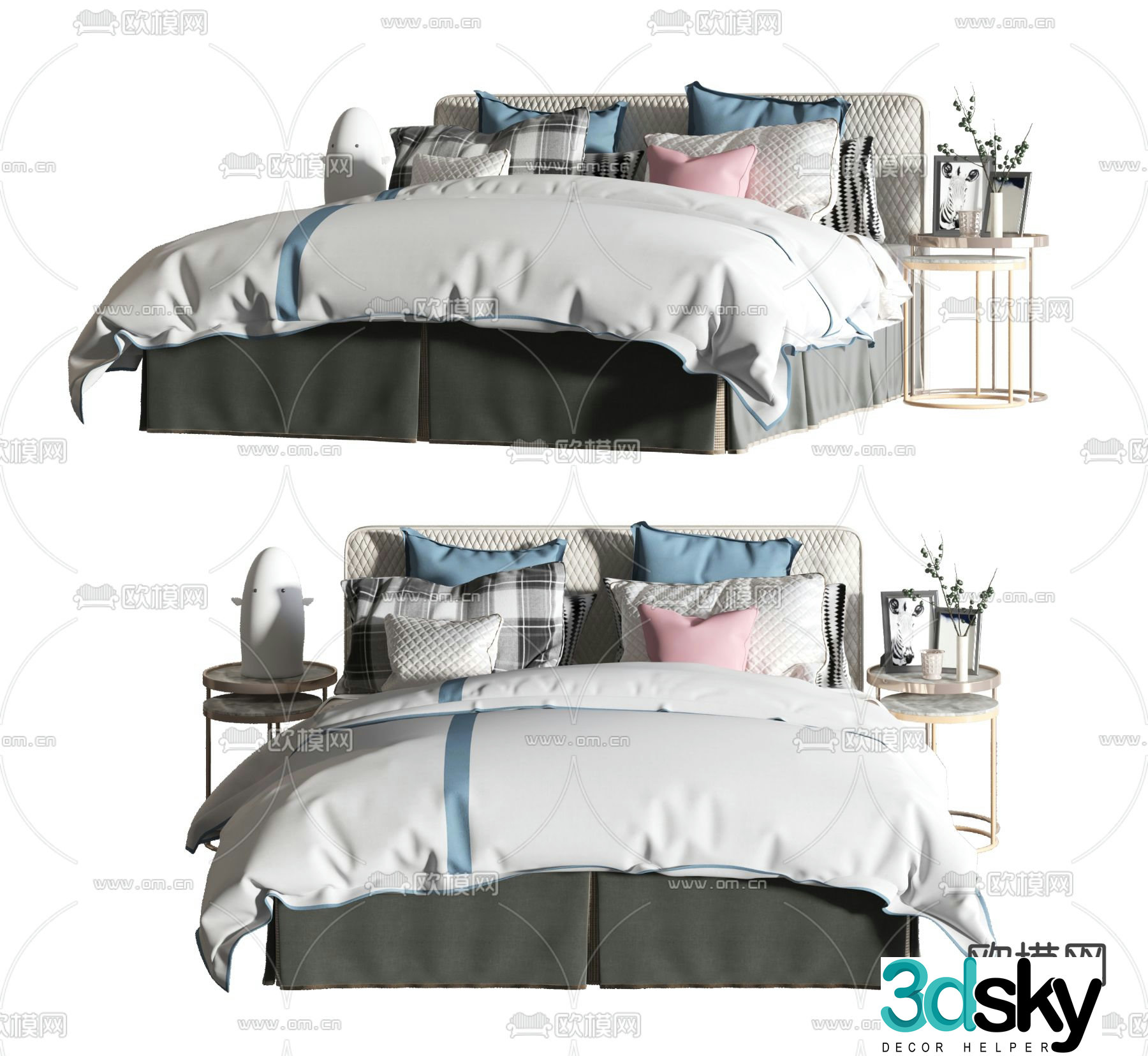 Modern double children’s bed 3d model