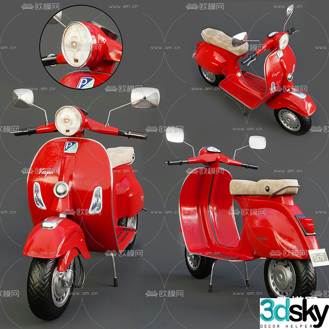 Modern electric car motorcycle 3d model