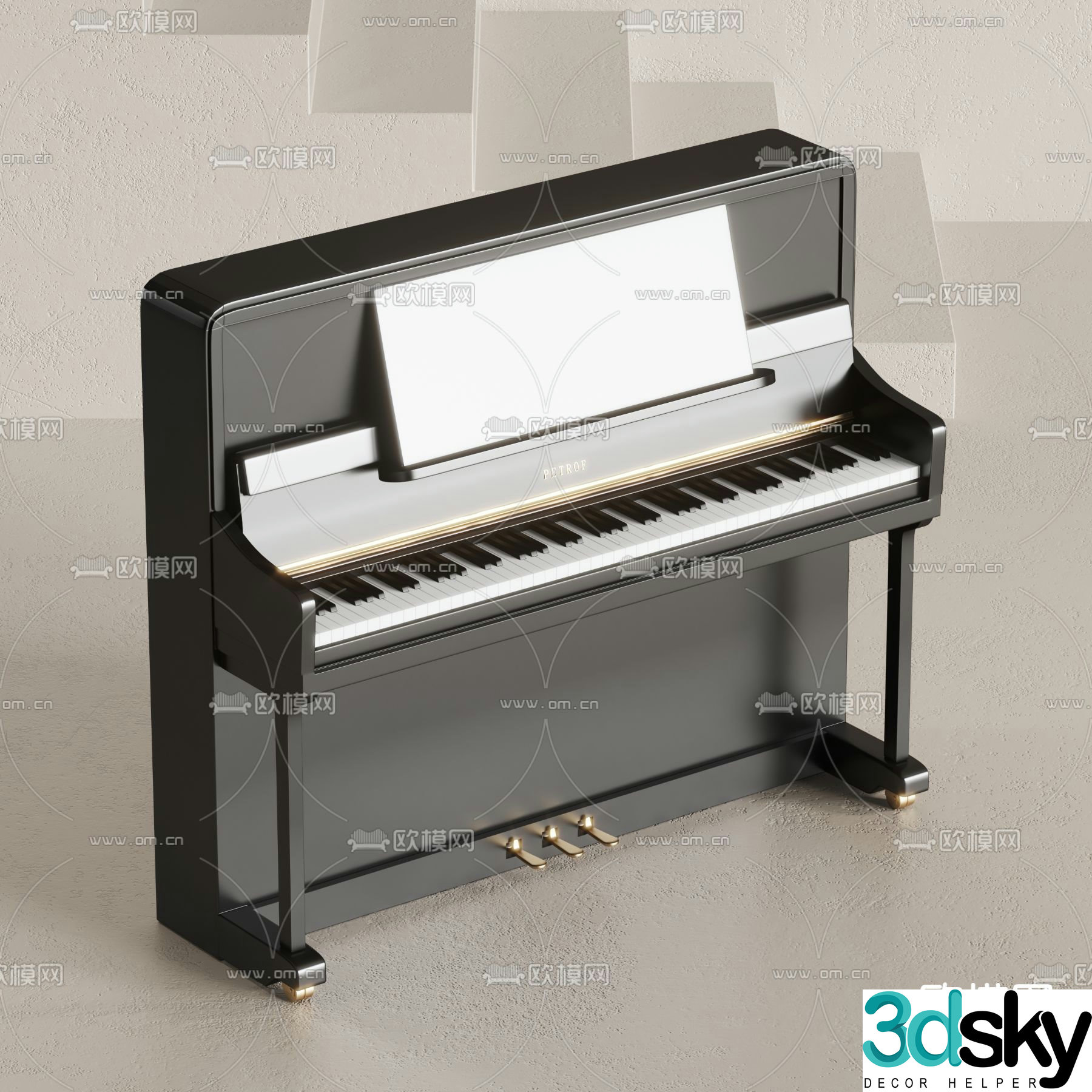 Modern lacquered piano 3d model