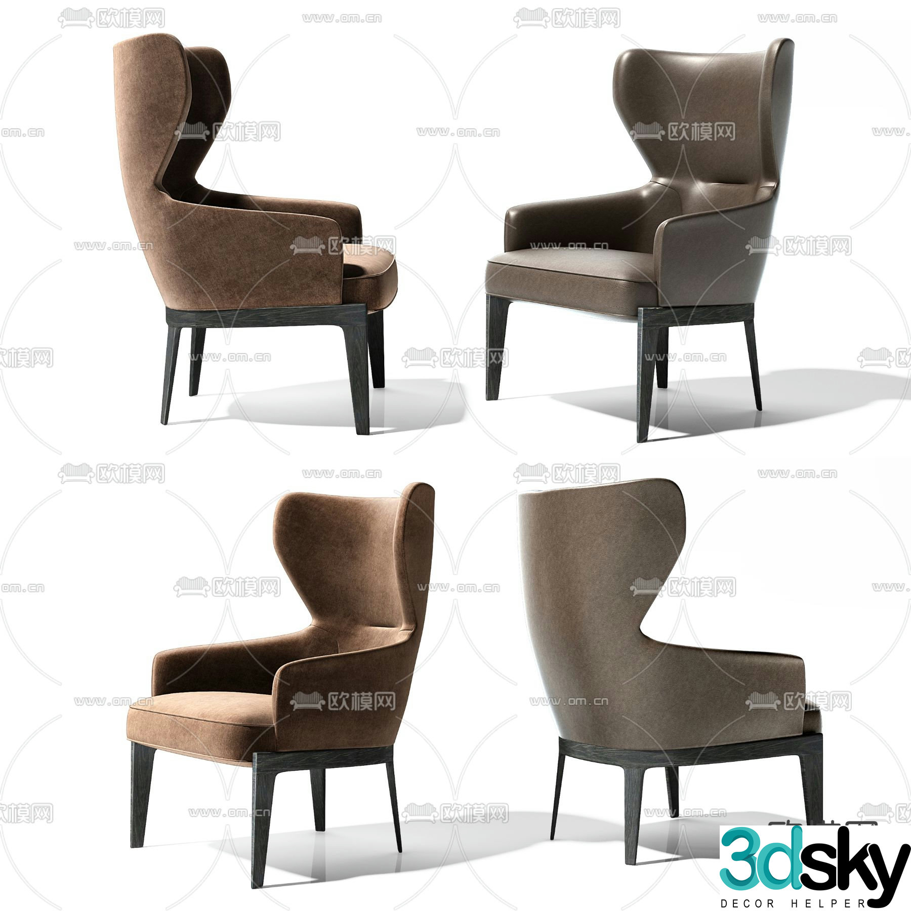 Molteni&C modern fabric lounge chair 3d model